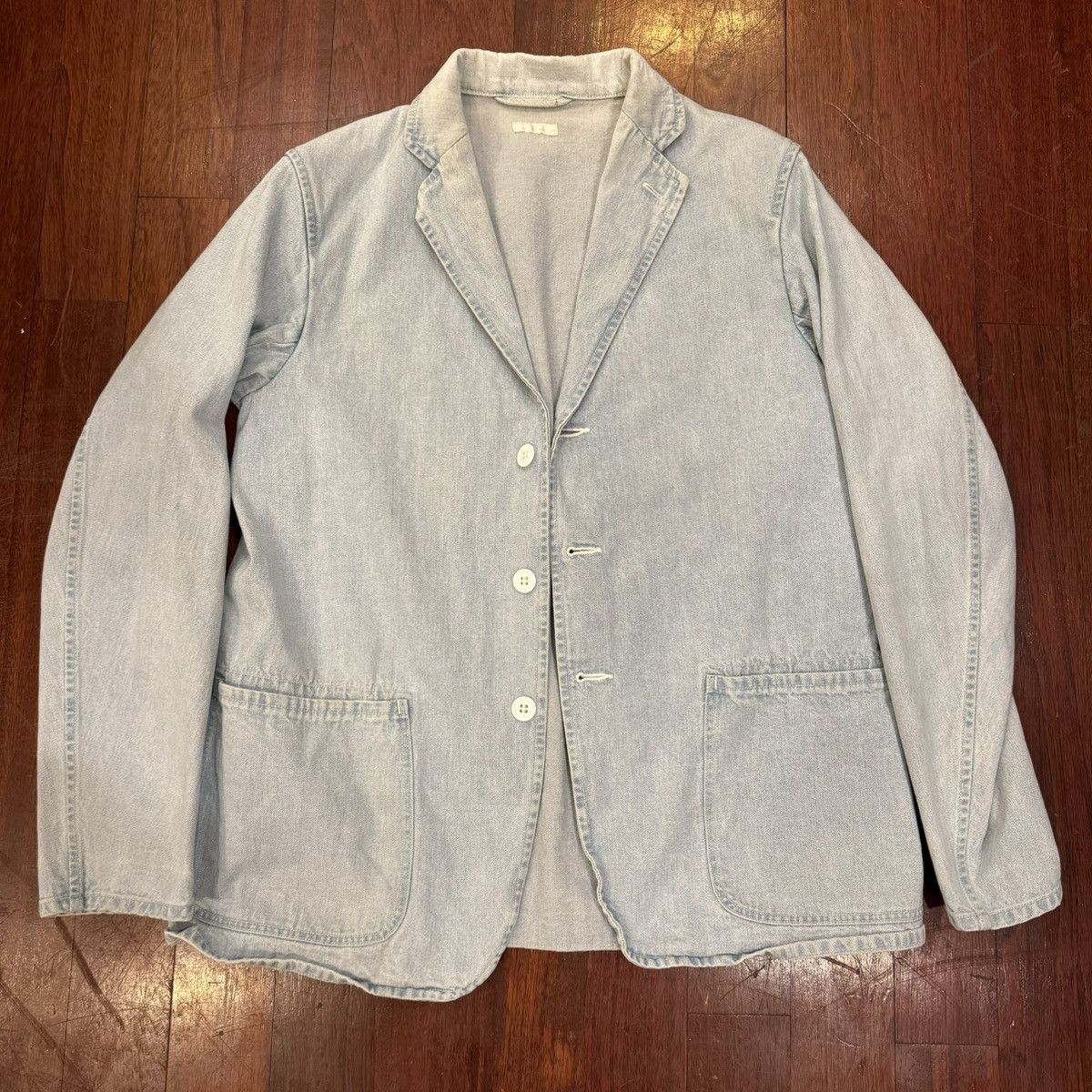 image of Comoli Denim Blazer Made In Japan Size Small in Ice Blue, Men's