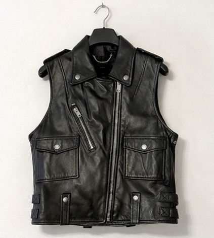 Diesel Diesel Black Leather Biker Vest – Moto Style – Rare – Size S / US 4 / IT 40 - 1 Thumbnail
