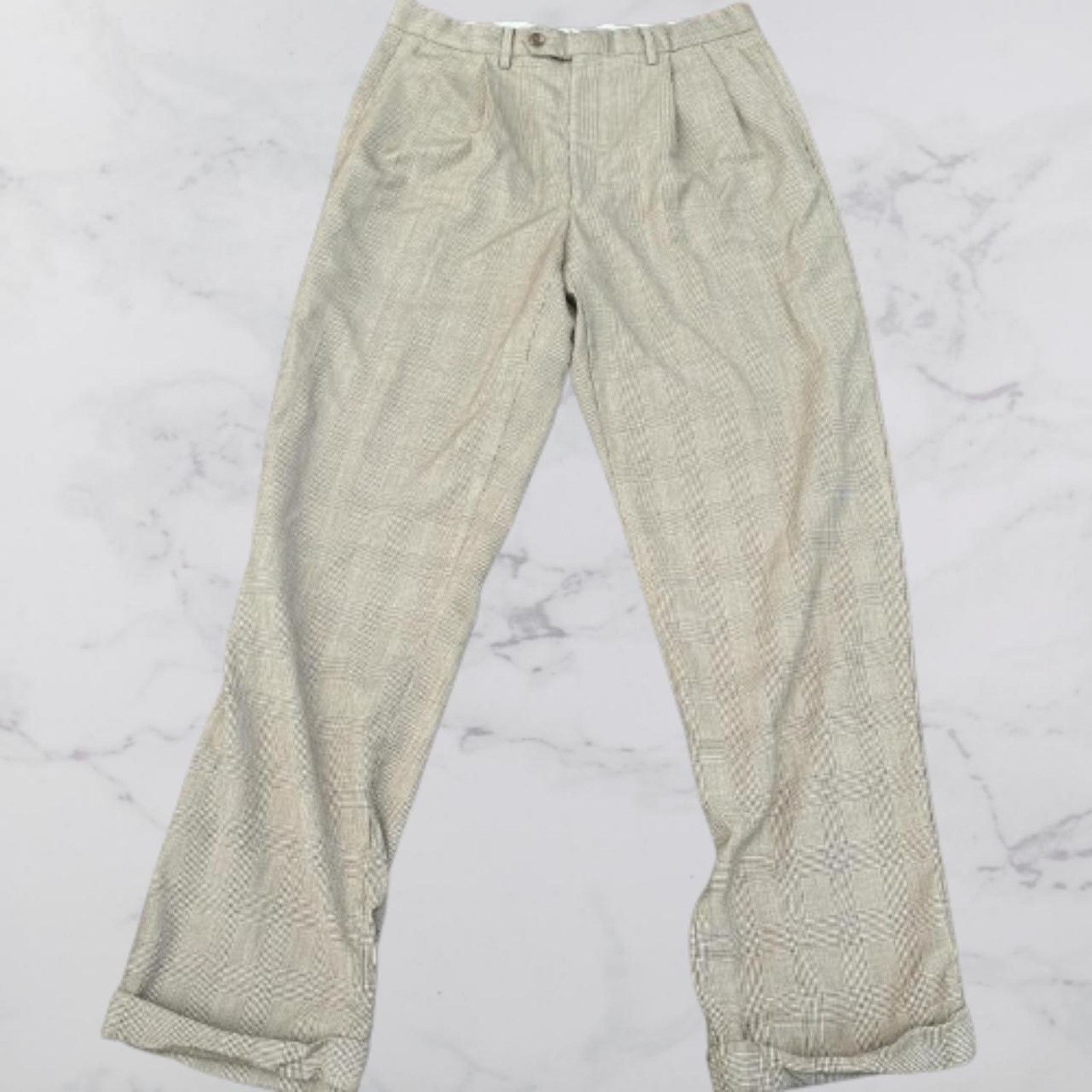 Polo Ralph Lauren VTG beige checkered trouser dress pants by Polo Ralph Lauren Size US 34 / EU 50 - 3 Thumbnail