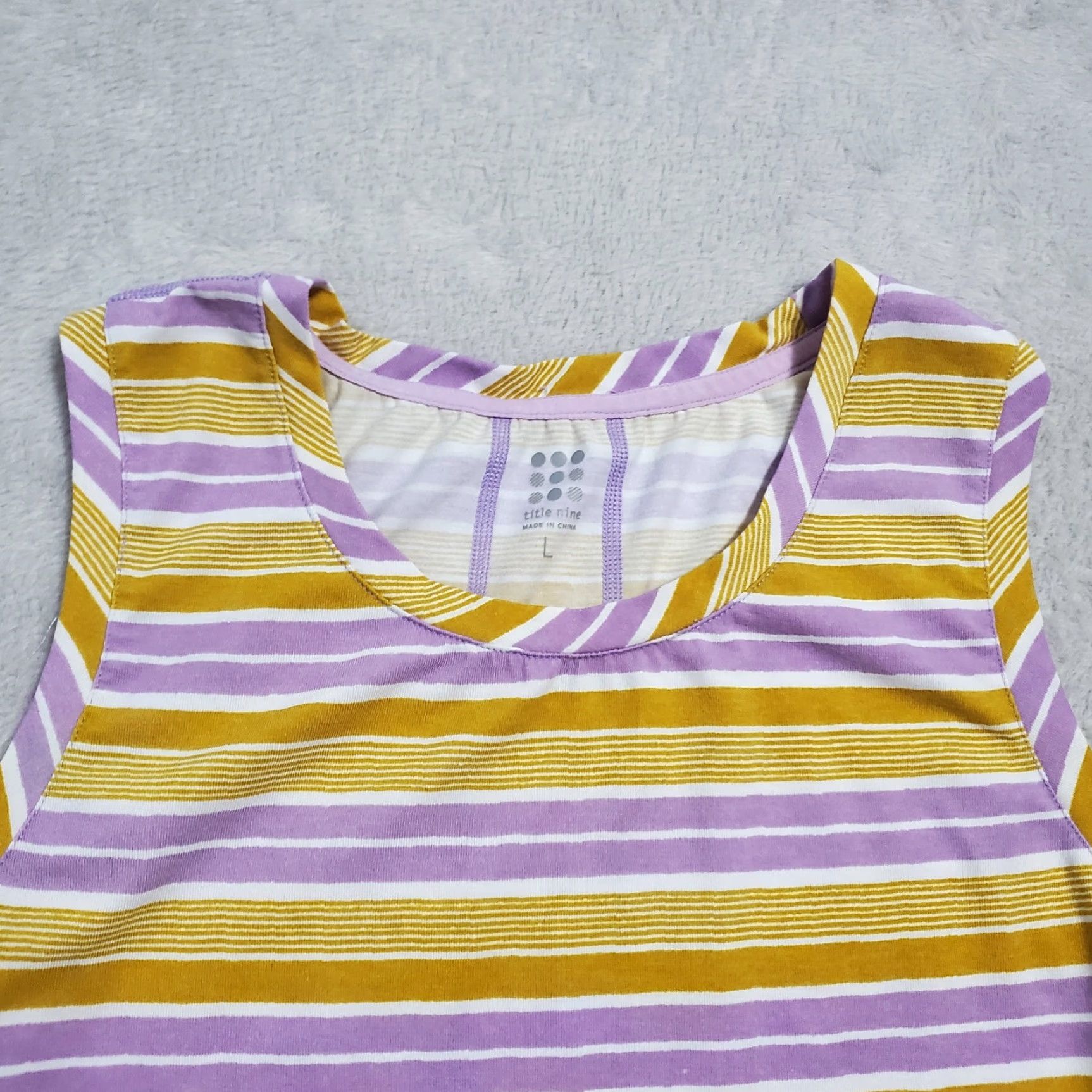 Vintage VINTAGE Title Nine Top Women L Purple Orange Striped Sleeveless Tank Rounded Hem Size L / US 10 / IT 46 - 4 Thumbnail