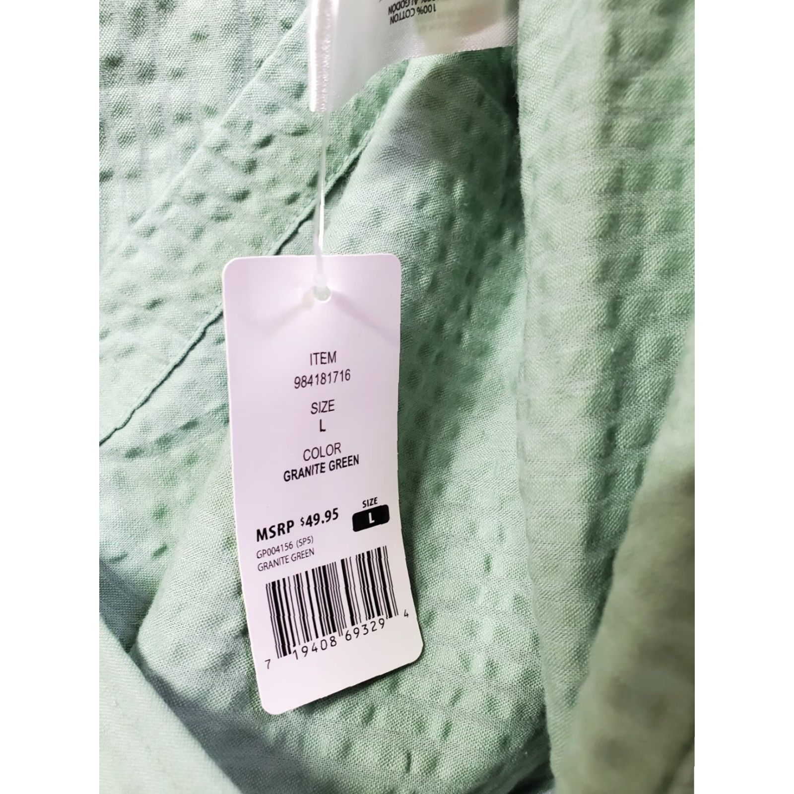 Gap Gap Seersucker Shirt Mens Large Granite Green Short Sleeve Button Up NWT Size US L / EU 52-54 / 3 - 5 Thumbnail