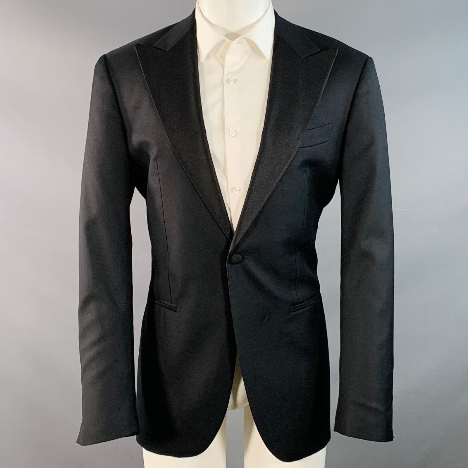Suitsupply SUITSUPPLY Size 38 Long Black Wool Peak Lapel Sport Coat Size 38L - 1 Thumbnail