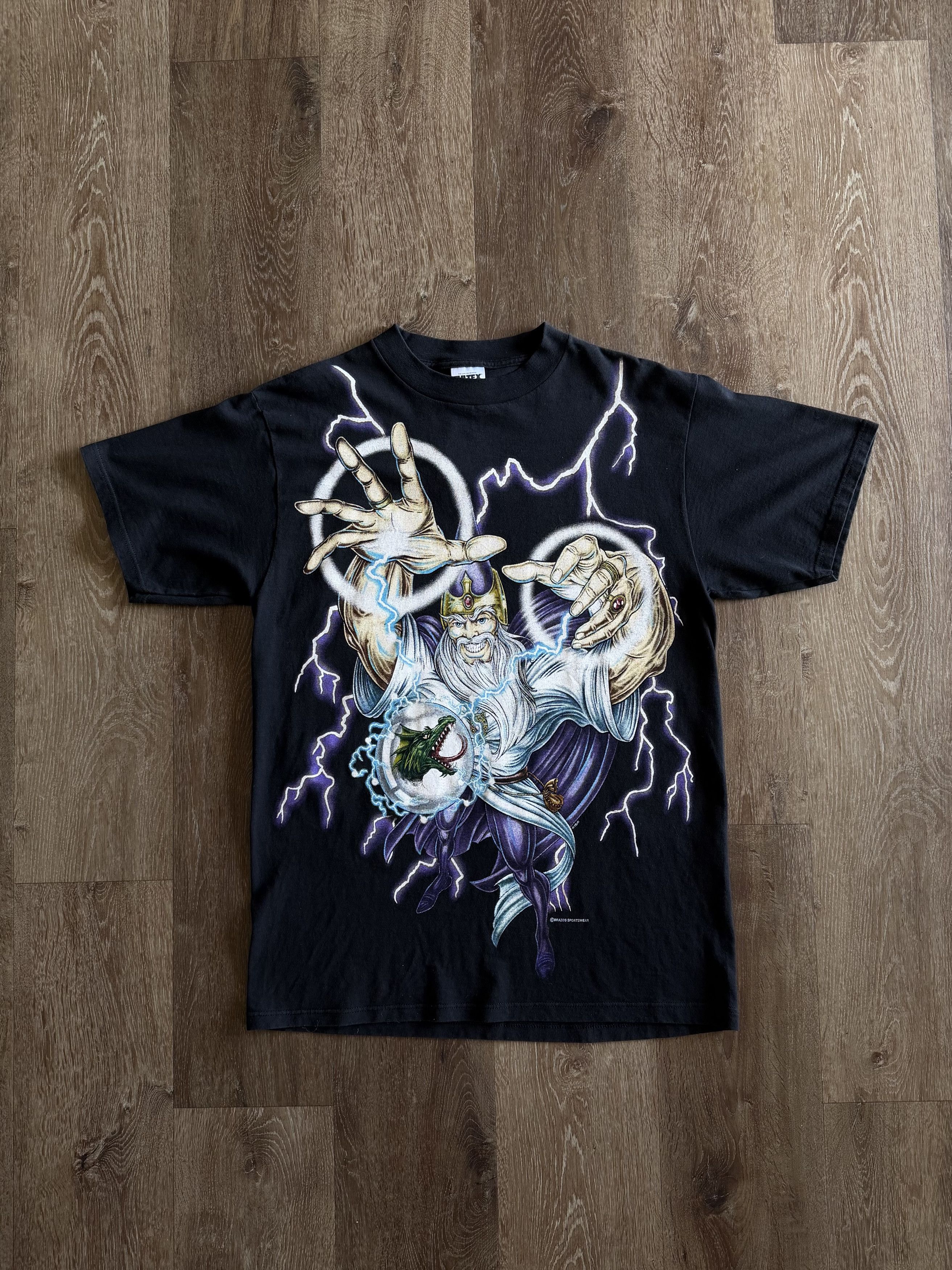 Vintage 90s RARE Wizard American Thunder Tee Size L