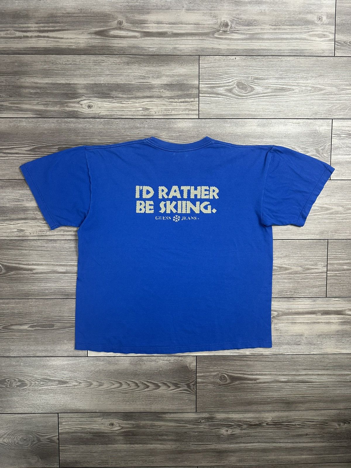 Guess × Vintage Vintage 90’s Guess Jeans “I’d Rather Be Skiing” T Shirt Size US L / EU 52-54 / 3 - 2 Thumbnail