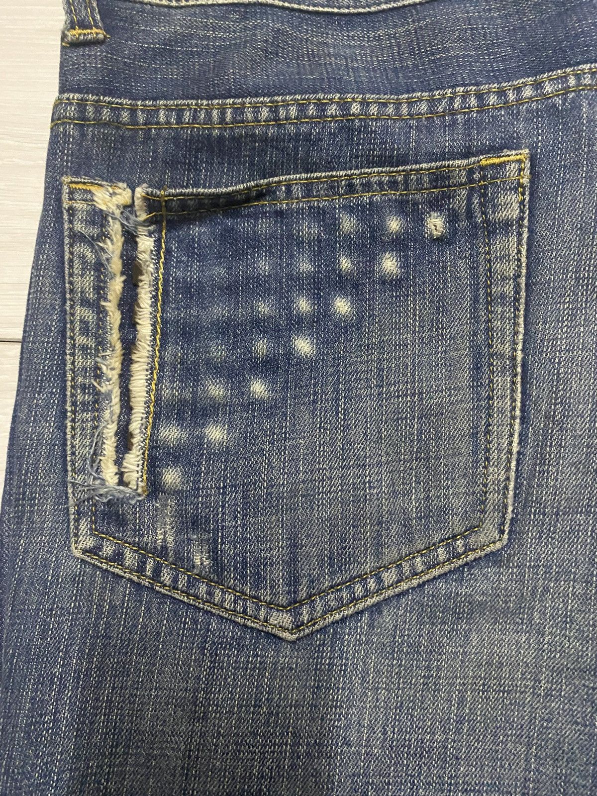 Le Grande Bleu (L.G.B.) Japanese L.B.H Vintage Blue Wash Spike Pocket Loose Jeans Size US 33 - 12 Thumbnail