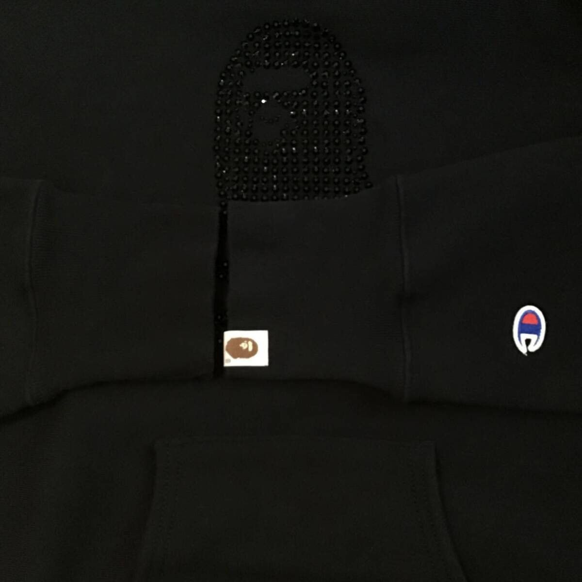 Bape × Champion × Swarovski BAPE × CHAMPION Black Swarovski Pullover Hoodie skull APE Size US M / EU 48-50 / 2 - 6 Thumbnail