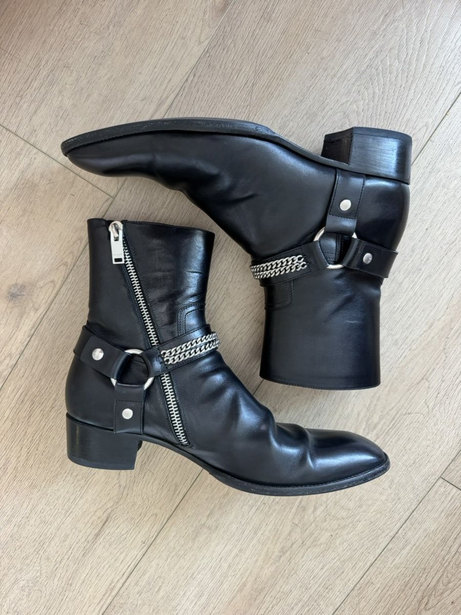 Saint Laurent Paris 19SS Black Ayers Snakeskin 60mm Finn Boots 42