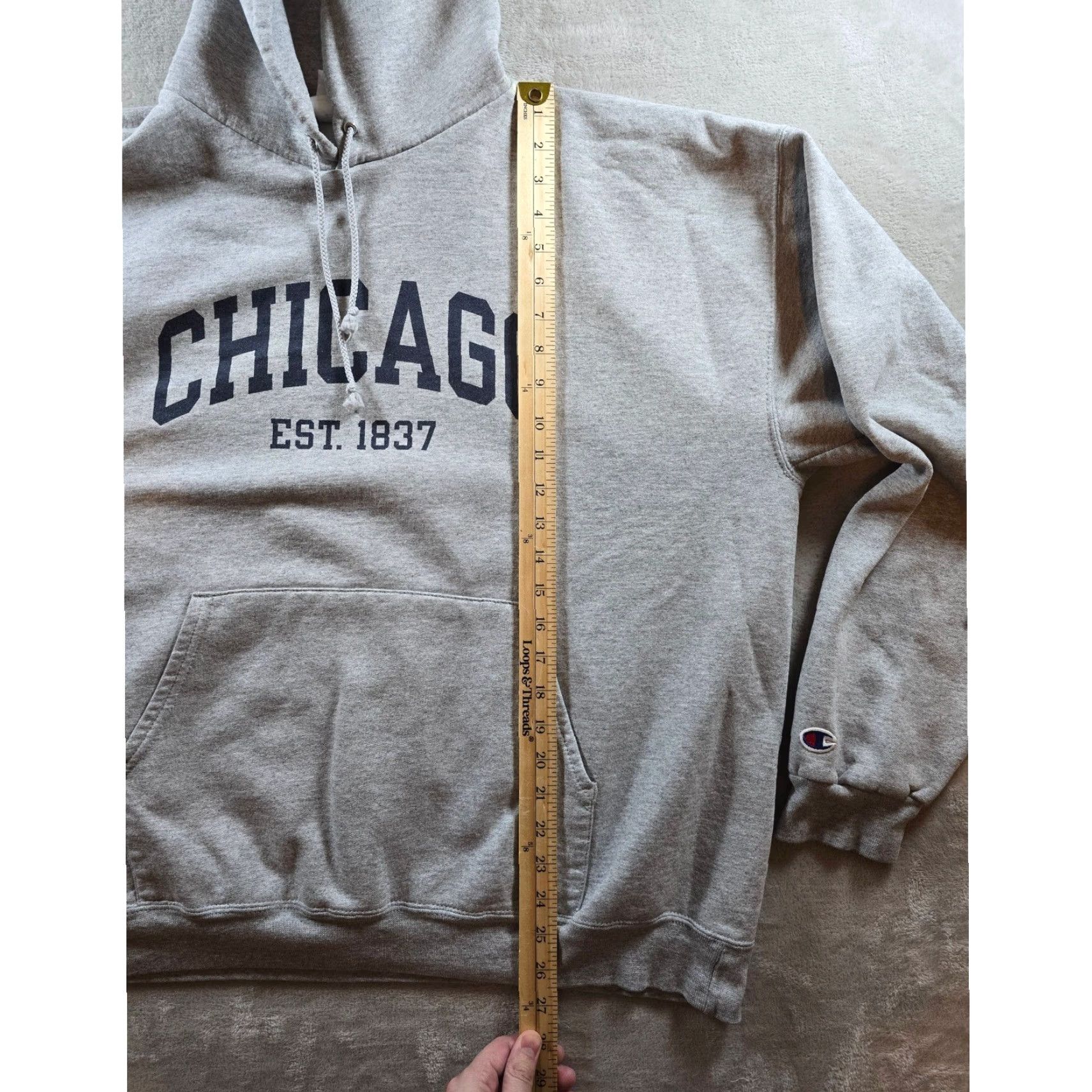 Champion Champion Hoodie Sweatshirt Gray Mens XL City Graphic Print Fleece Pockets Hooded Drawstring Logo Gym & Training Size US XL / EU 56 / 4 - 6 Thumbnail