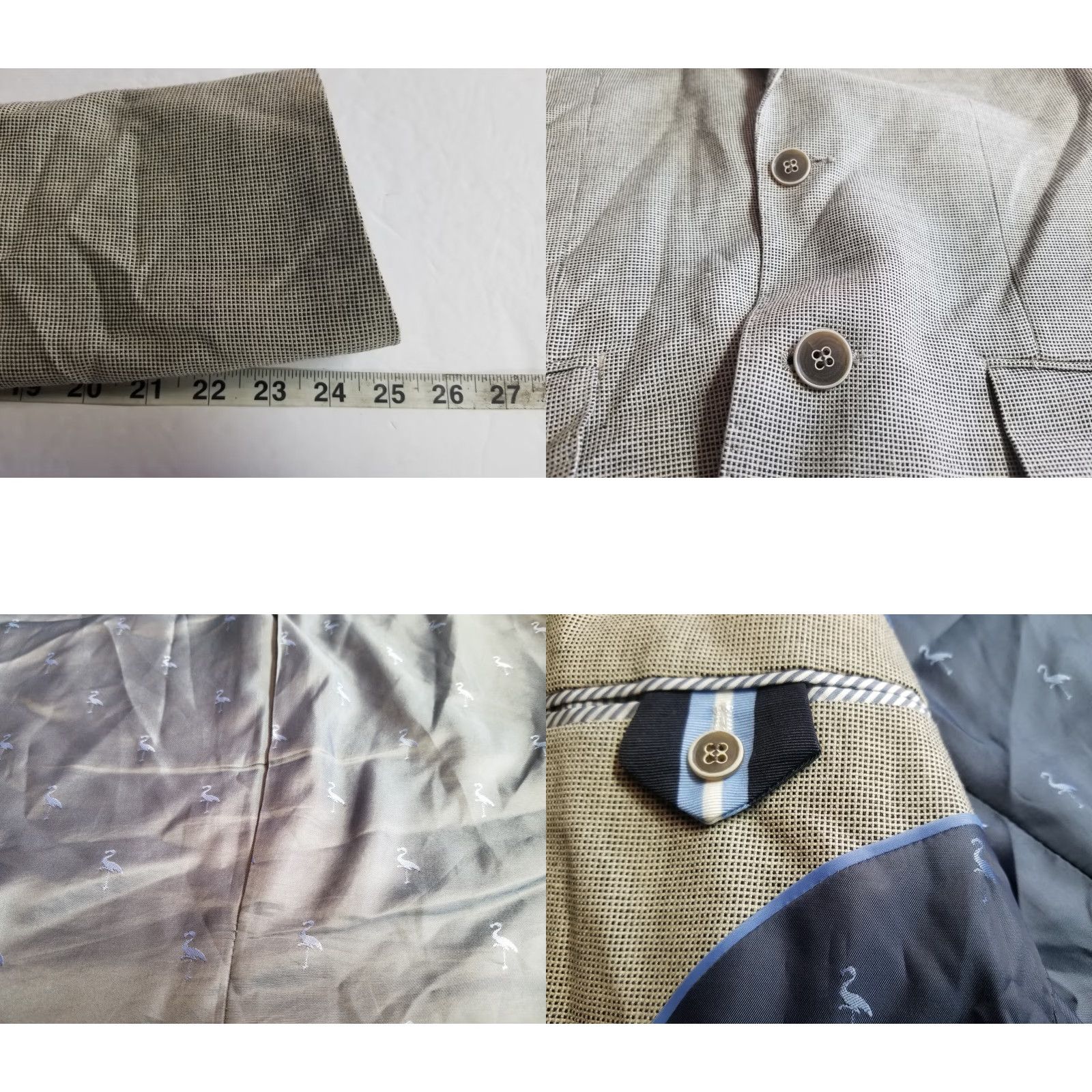 Tailorbyrd Tailorbyrd Blazer Mens Beige Silk Wool Two-Button Size 36R Regular Notch Lapel Size 36R - 8 Thumbnail