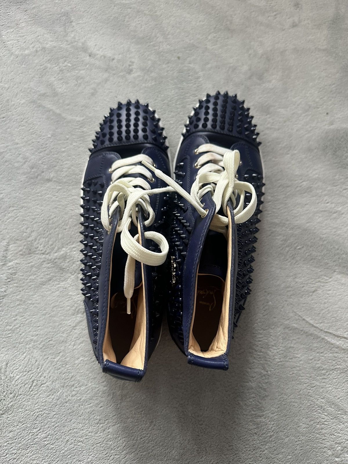 Christian Louboutin Christian Louboutin Navy Blue Spike Sneakers Size US 11.5 / EU 44-45 - 4 Thumbnail