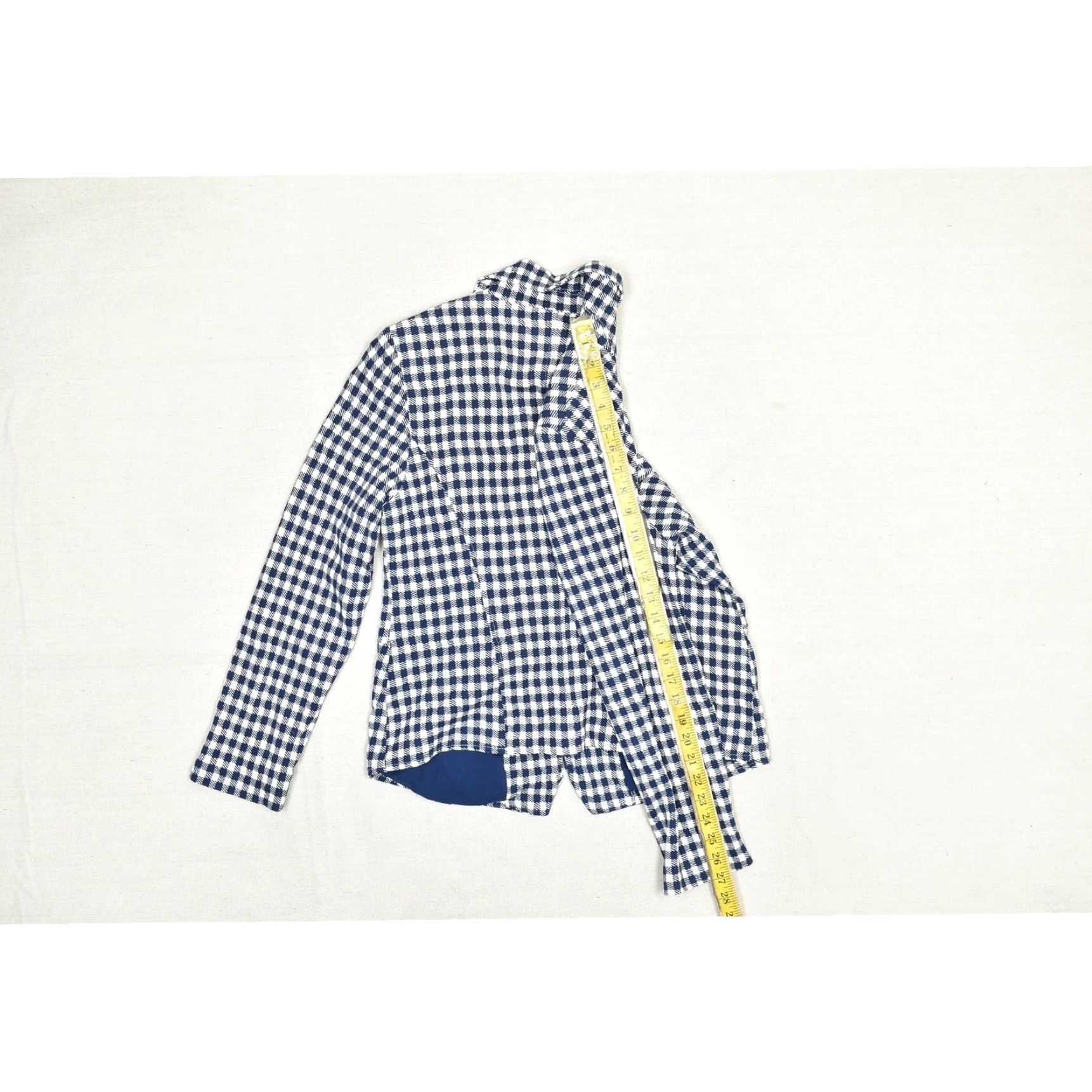Vintage Chicos Jacket Womens 1 Medium Blue White Gingham Check Zip Front Lined Blazer Size XS / US 0-2 / IT 36-38 - 6 Thumbnail