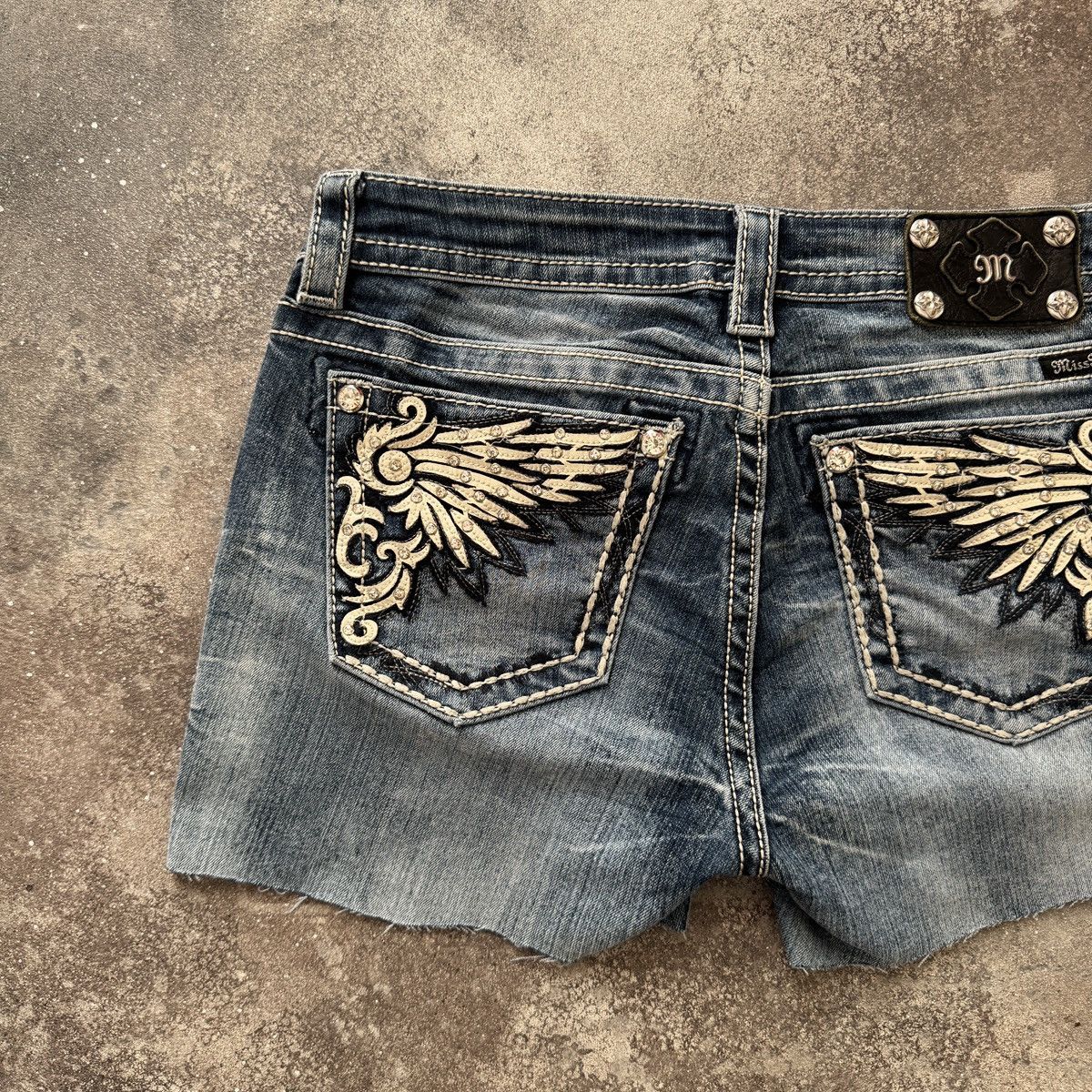 Miss Me Miss Me Y2K Gothic Vintage Distressed Denim Mini Shorts Size 29" - 3 Thumbnail