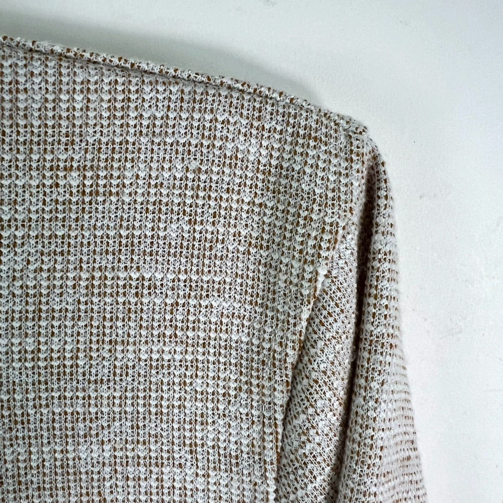 Vintage NOVA Heather Sweater Womens M Beige/Gold Cable-Knit Crew Neck Long Sleeve Casual Pullover 90s Style Knit 100% GENUINE US A SELLER MENSs Size M / US 6-8 / IT 42-44 - 3 Thumbnail