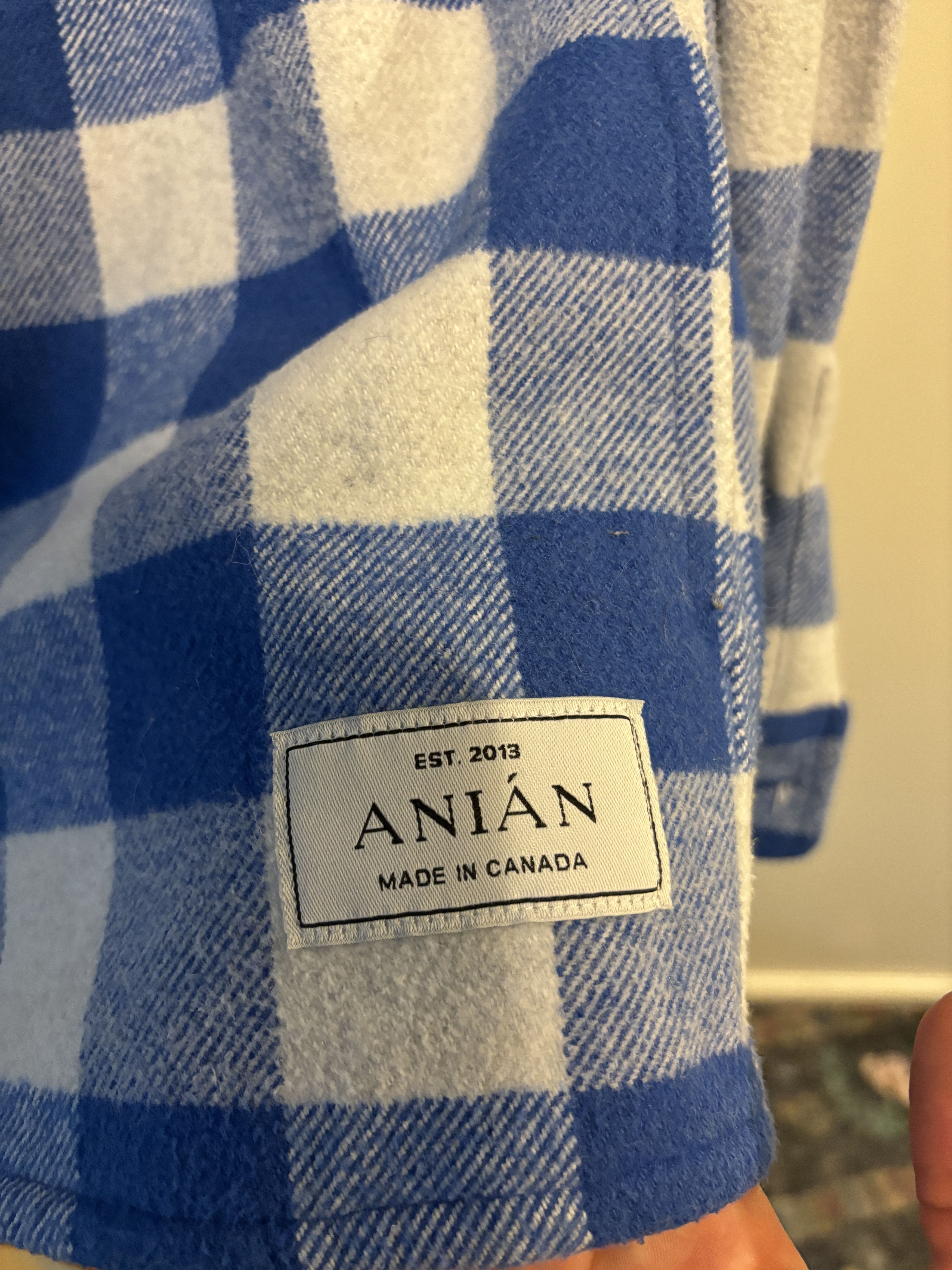 Other Anian Men's Buffalo Plaid Blue-White heavy cotton flannel Size US S / EU 44-46 / 1 - 6 Thumbnail