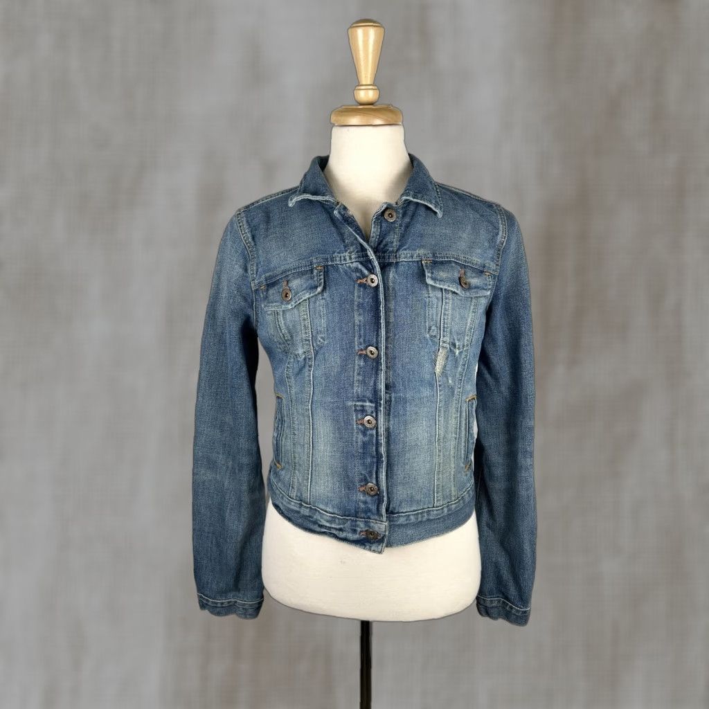 Ralph Lauren Polo Jeans Ralph Lauren Jacket Womens Large Blue Denim Trucker Crop Y2K Size 36" / US 14 / IT 50 - 1 Thumbnail