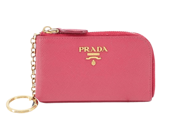 Prada Saffiano Metal Zippy Pink Key Holder