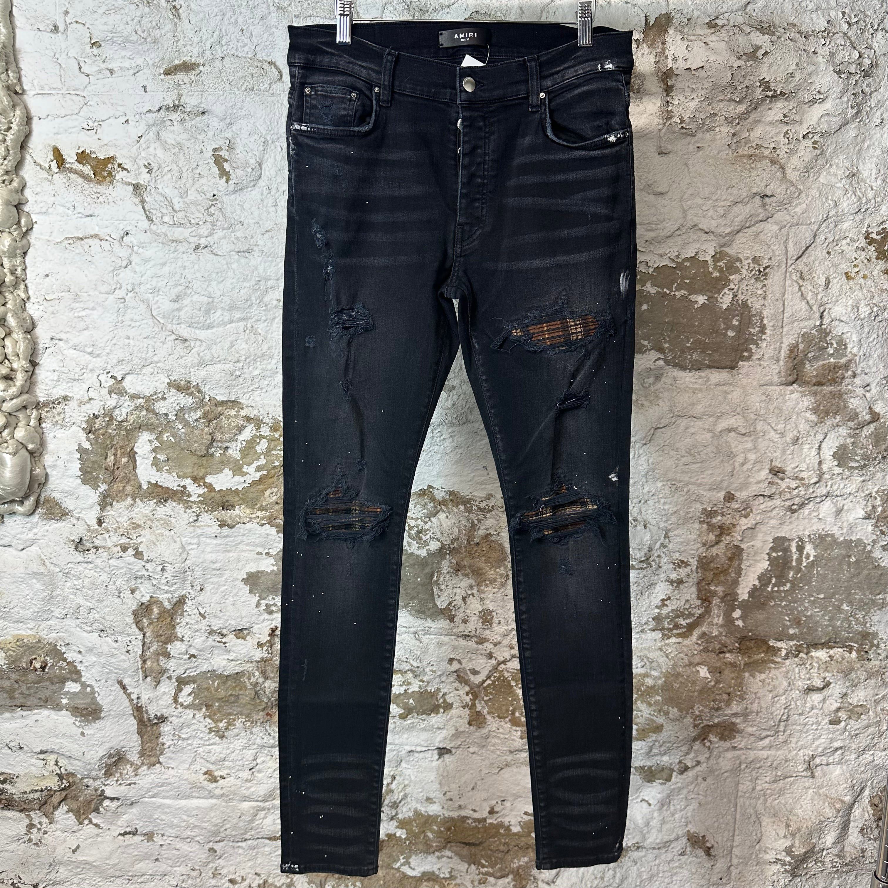Amiri Amiri mx1 black denim jeans with blue suede size 32 | Grailed