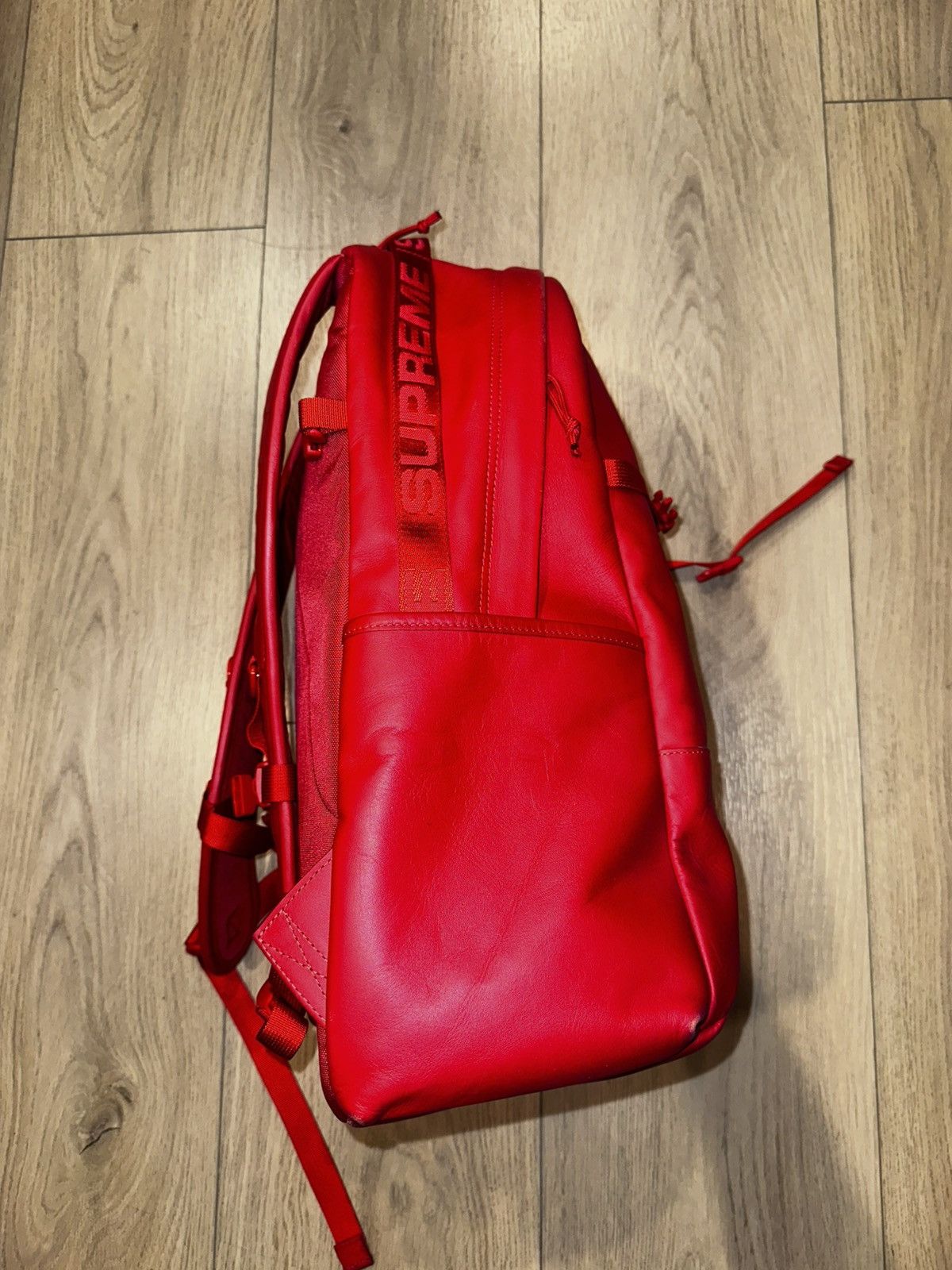 Supreme Supreme - Leather Backpack Red Size ONE SIZE - 4 Thumbnail