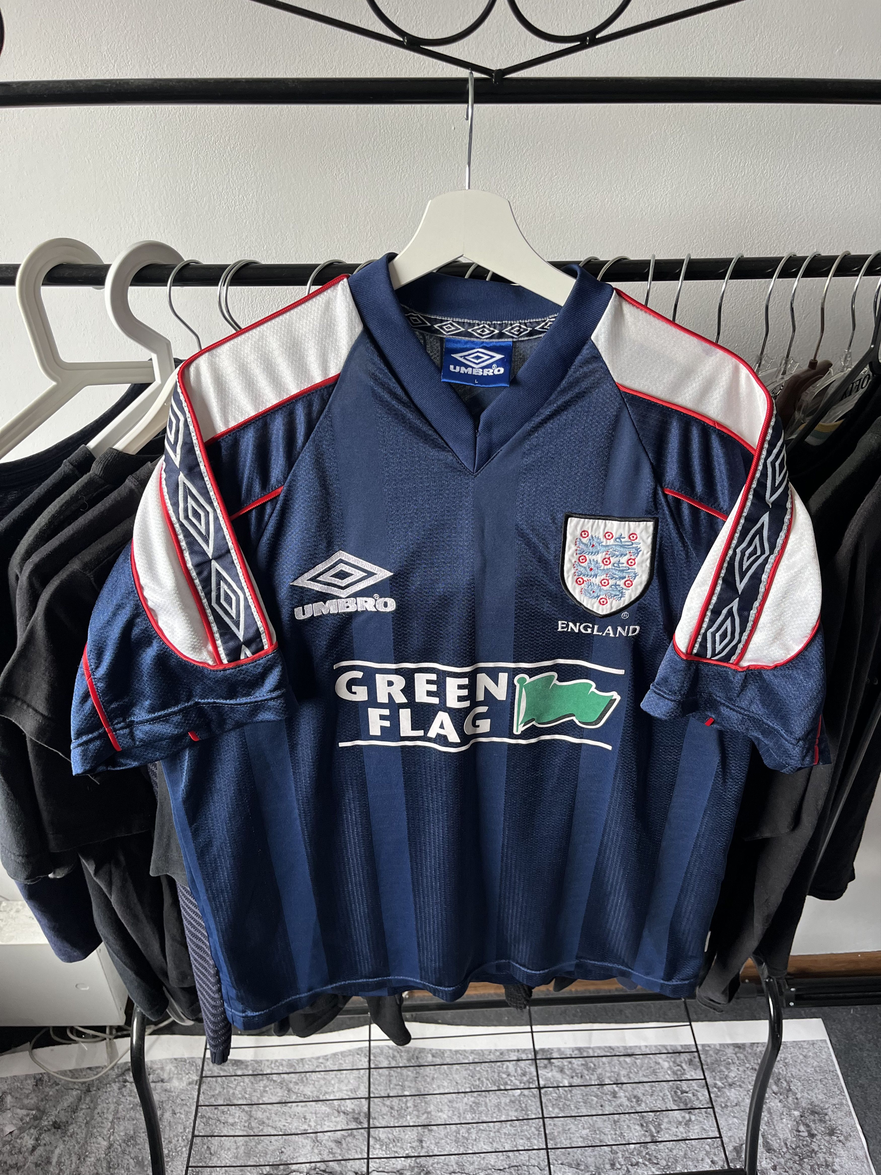 Vintage Vintage jersey training England 1997 1998 97/98 Green Flag Size US L / EU 52-54 / 3 - 3 Thumbnail