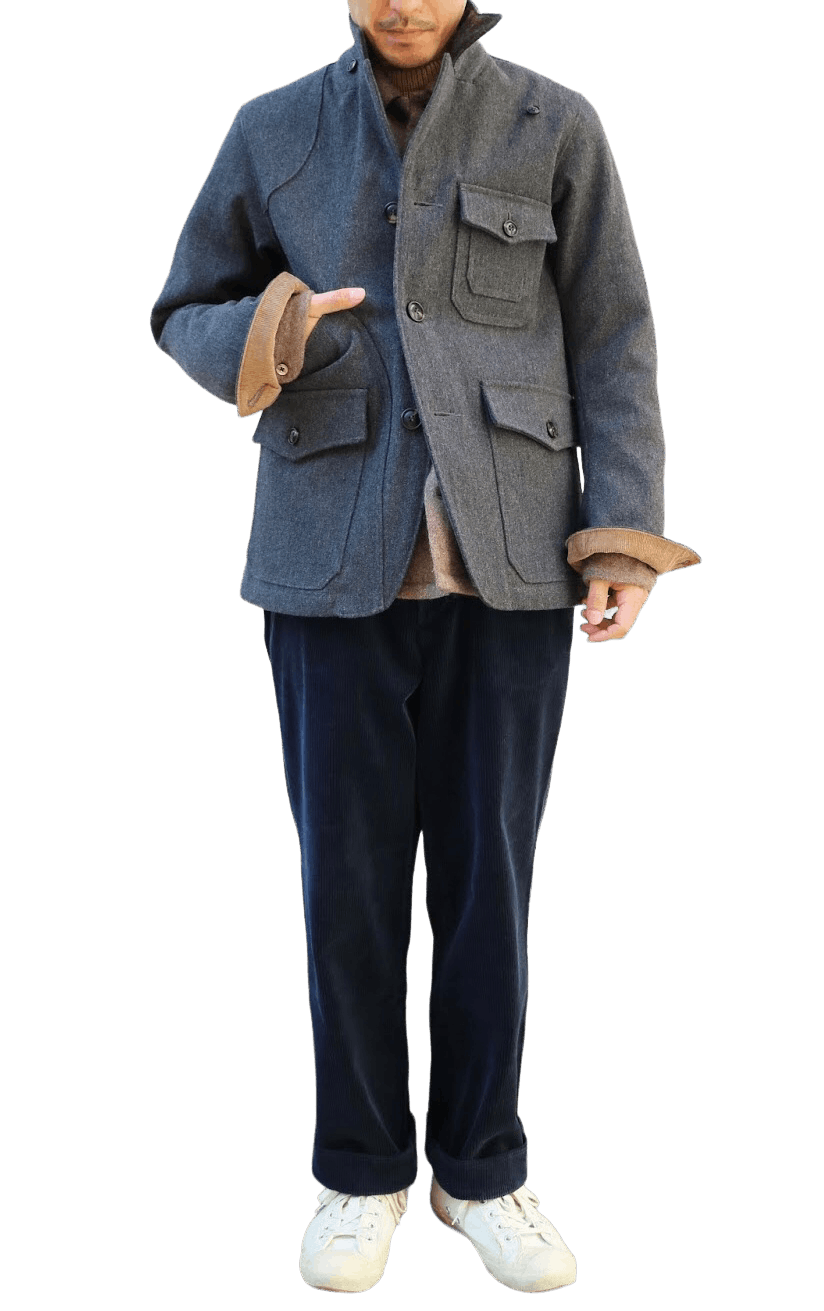 Harris Tweed H.UNIT Store Label Natural Broken Twill Wool Hunting Jacket Size US L / EU 52-54 / 3 - 2 Thumbnail