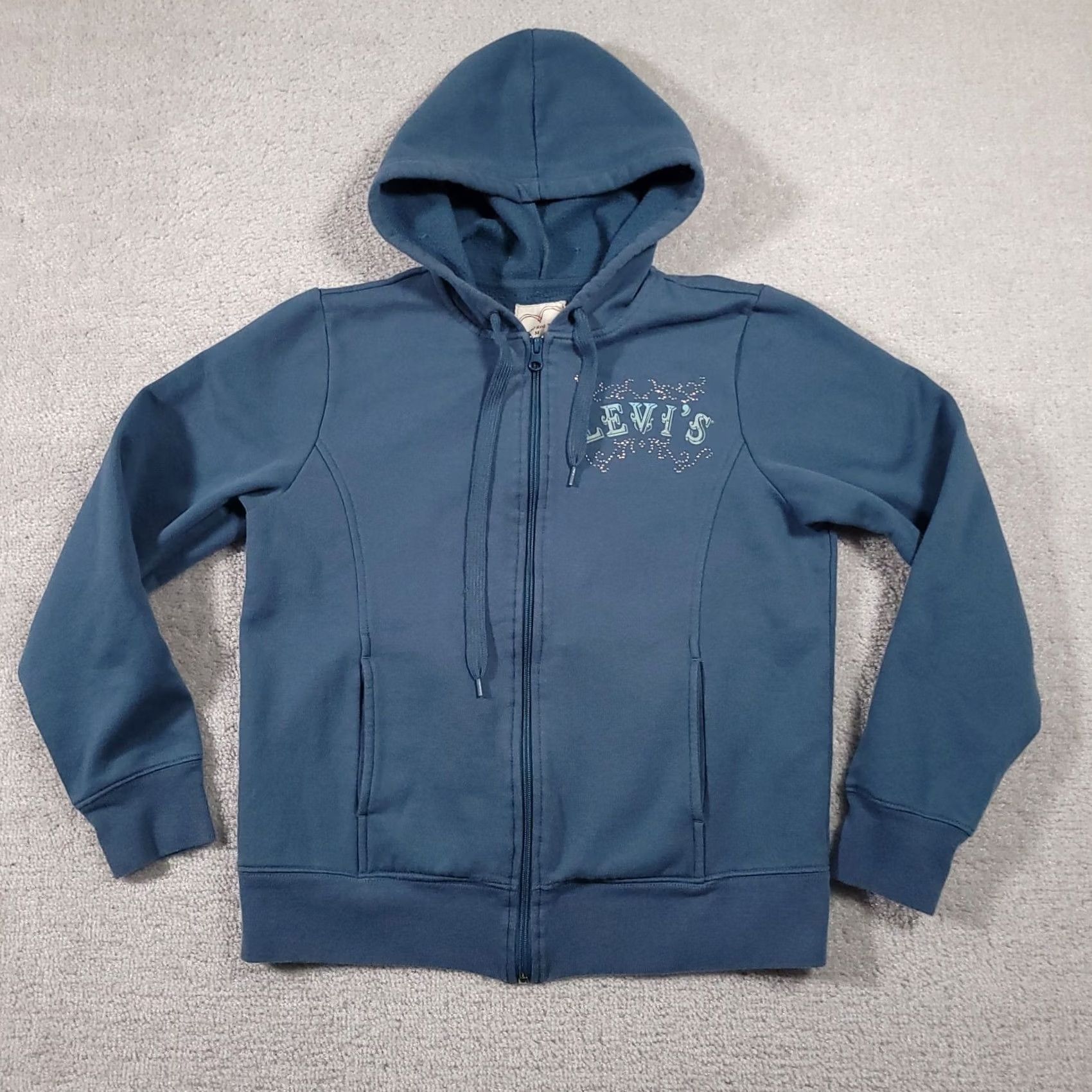 Levi's Levi's Hoodie Full Zip Sweatshirt Jacket Women's Medium Blue Studded Casual Size M / US 6-8 / IT 42-44 - 2 Thumbnail