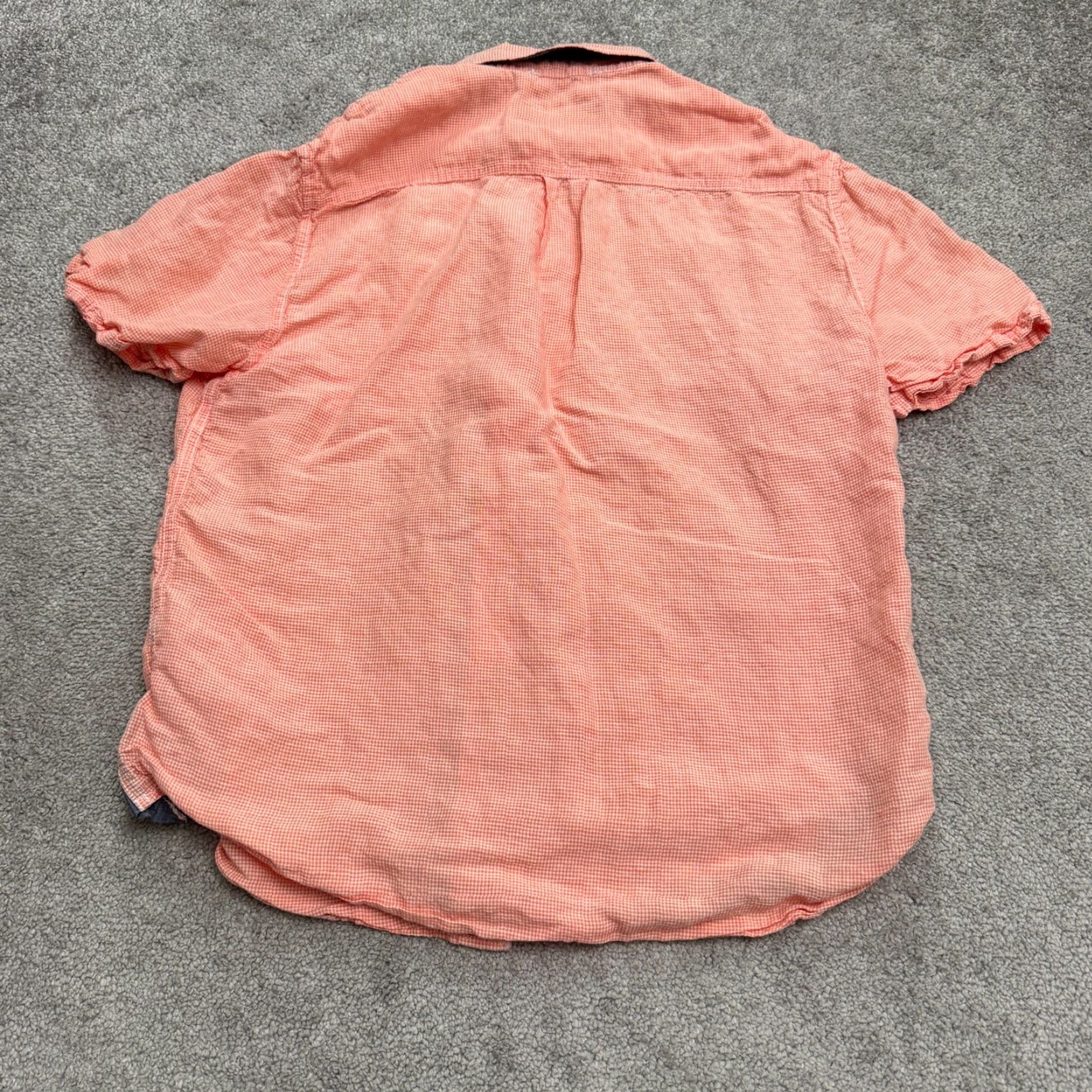 Tommy Bahama Tommy Bahama Shirt Mens Medium Orange Linen Gingham Button-Down Short Sleeve Beach Casual 44in Chest Regular Size Orange Mens Size US L / EU 52-54 / 3 - 2 Thumbnail