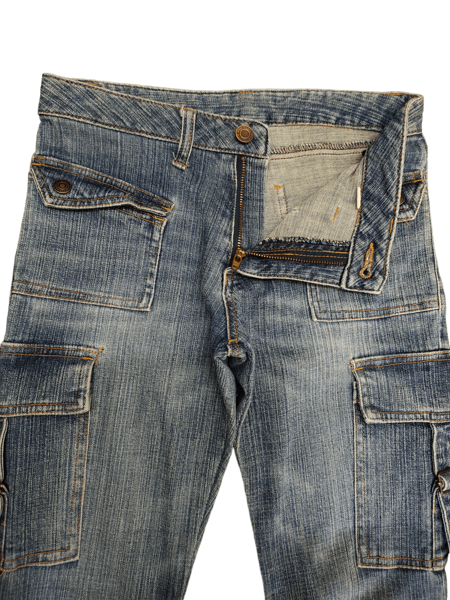 GOSTAR DE FUGA Flare Jeans Japan Cargo Faded Low Rise Boot Cut Y2k Goa Size US 27 - 10 Thumbnail