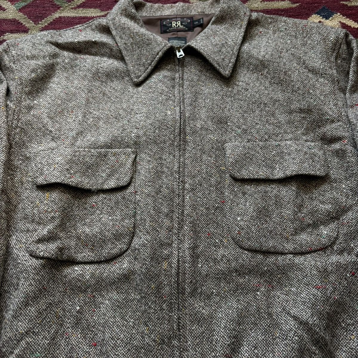RRL Ralph Lauren Vintage 90s RRL Tweed Speckled Bomber Flap Pocket Boxy Crop Size US XXL / EU 58 / 5 - 3 Thumbnail