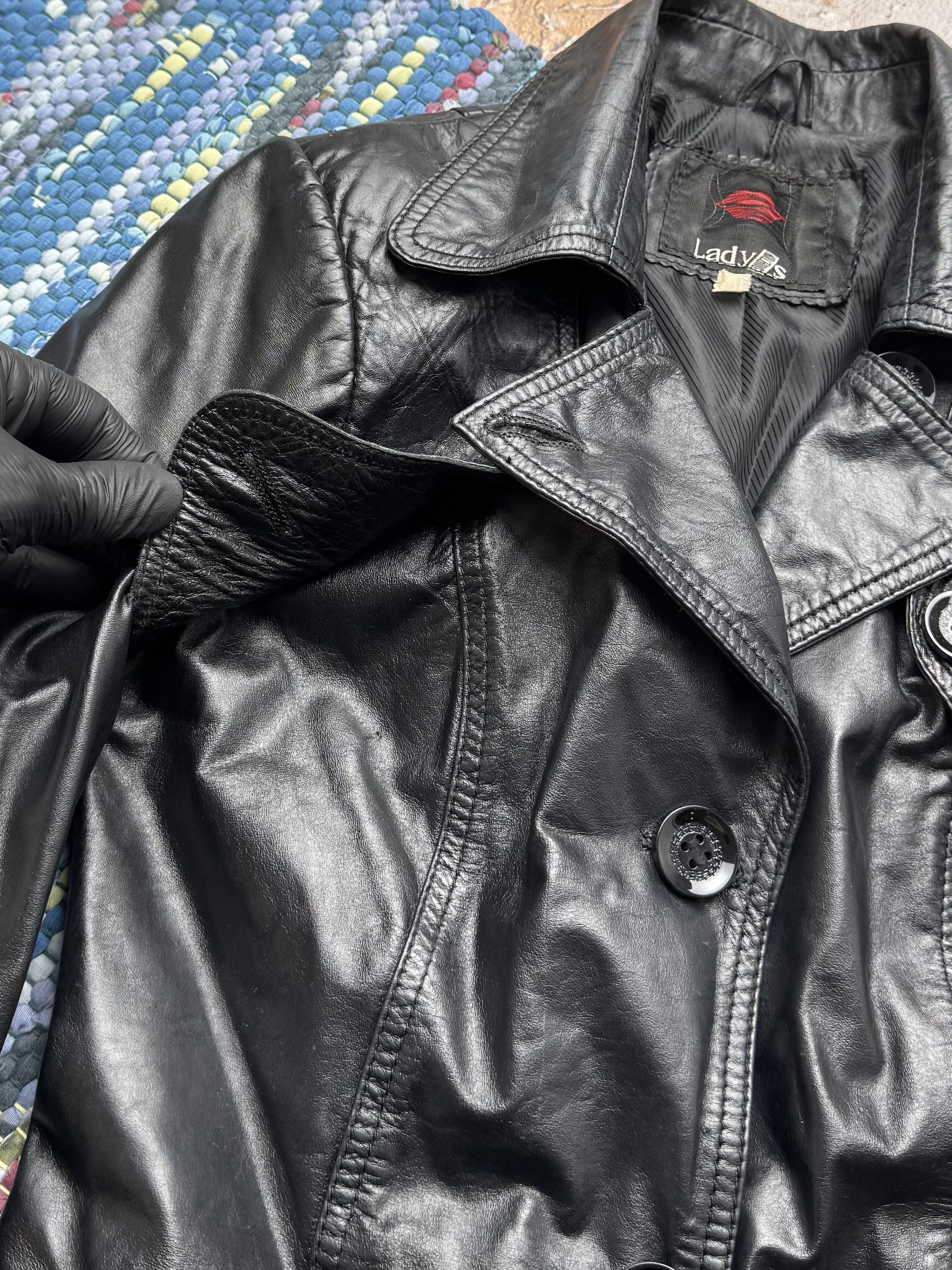 Vintage Vintage Leather Double Breasted Biker Button Front Jacket Size S / US 4 / IT 40 - 3 Thumbnail