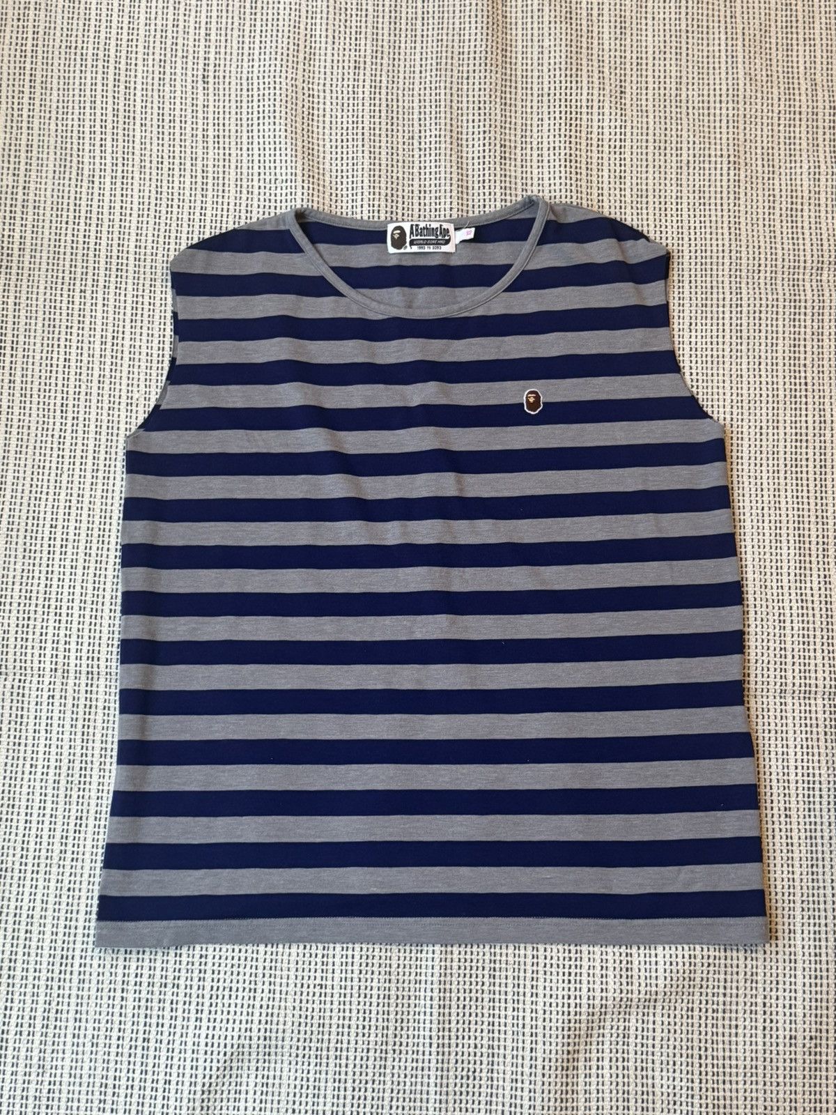 Bape Vintage Bape Gray and Blue Striped Sleeveless Tank Size US XS / EU 42 / 0 - 1 Thumbnail