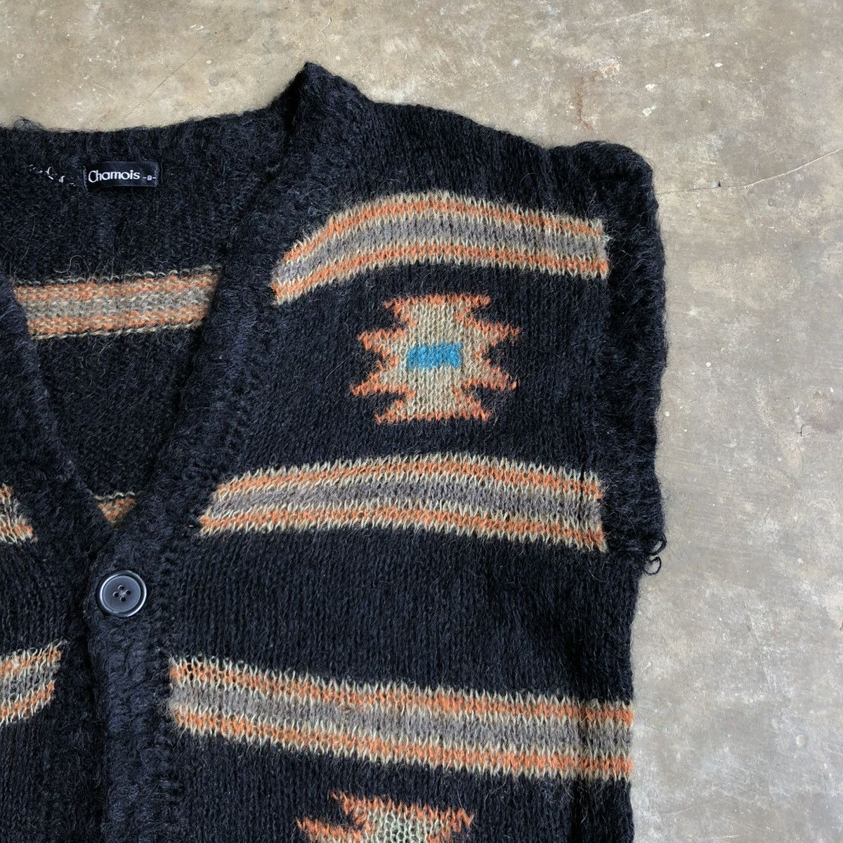 Japanese Brand 2000s Chamois Navajo Motif Mohair Wool Knit Vest Black Size US L / EU 52-54 / 3 - 8 Thumbnail