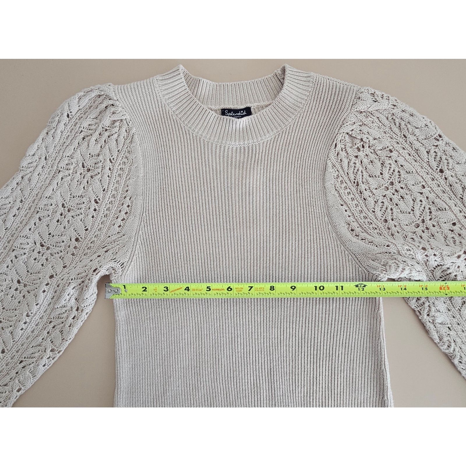 Splendid NWT Splendid Phoebe Pointelle Oat Heather Sweater XS $148 Size XS / US 0-2 / IT 36-38 - 6 Thumbnail
