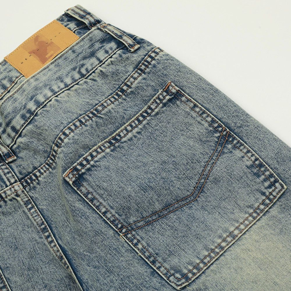 Vintage Stitching washed distressed casual double waist jeans Size US 32 / EU 48 - 6 Thumbnail