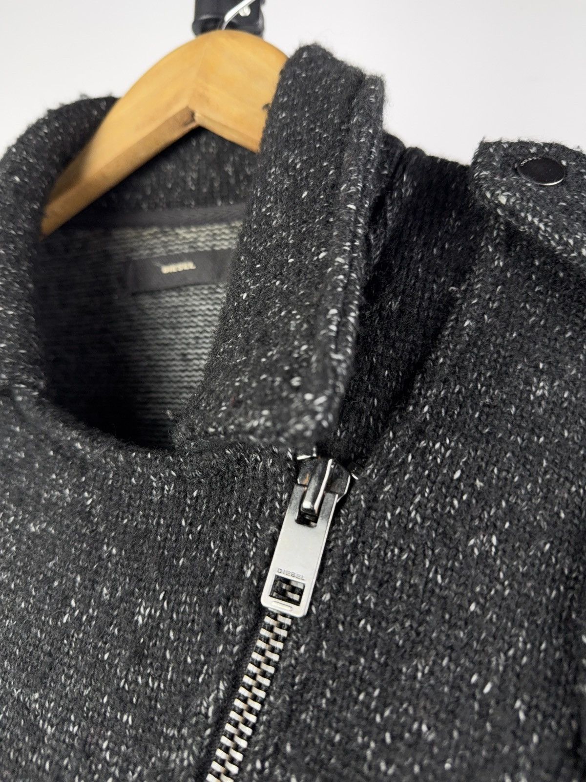 Diesel Luxury Diesel Wool Moto Knit Jacket Asymmetrical Zip Biker Size M / US 6-8 / IT 42-44 - 5 Thumbnail