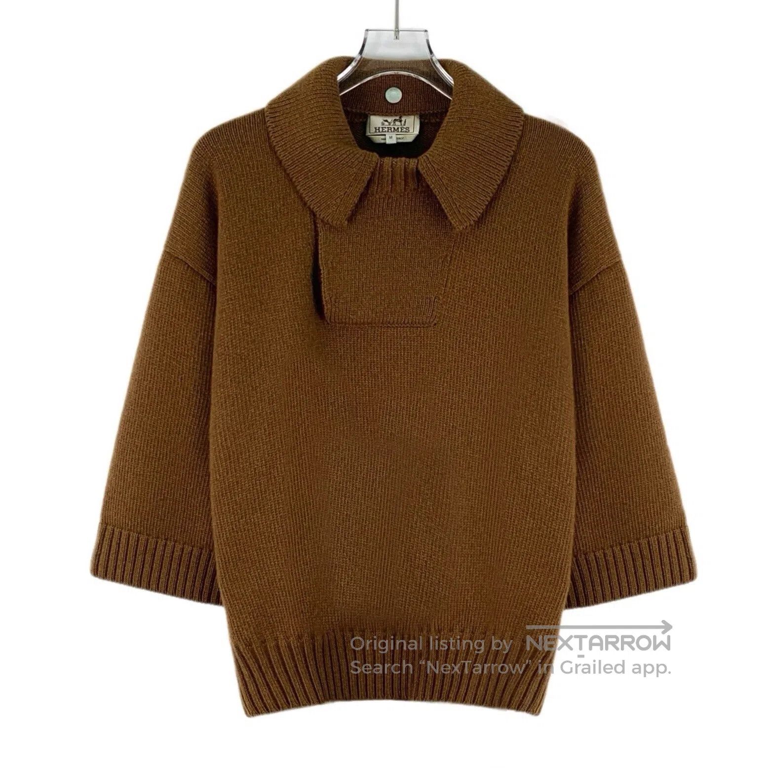 Hermes Hermes Dark brown cashmere lapel five-quarter sleeve knitt Size M / US 6-8 / IT 42-44 - 1 Thumbnail