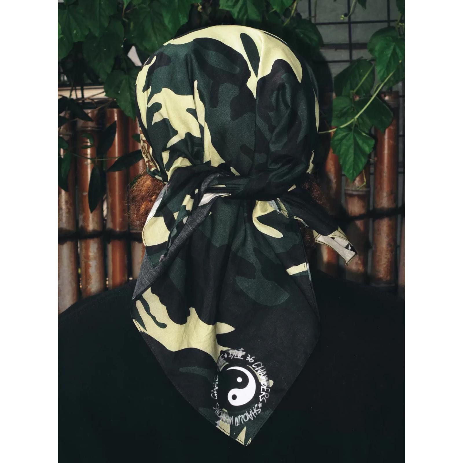 Japanese Brand Y2k Grunge Camo Scarf Bandana “Shǎo lín Jué lún” Graphic OS Size ONE SIZE - 3 Thumbnail