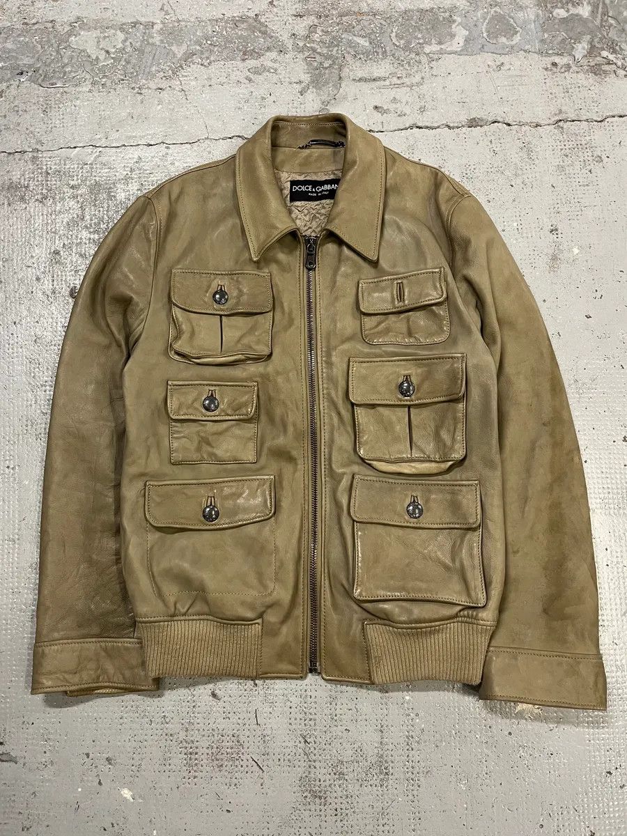 Dolce & Gabbana AW2006 Dolce & Gabbana Multi-Pocket Beige Cargo Leather Jacket Size US M / EU 48-50 / 2 - 2 Thumbnail
