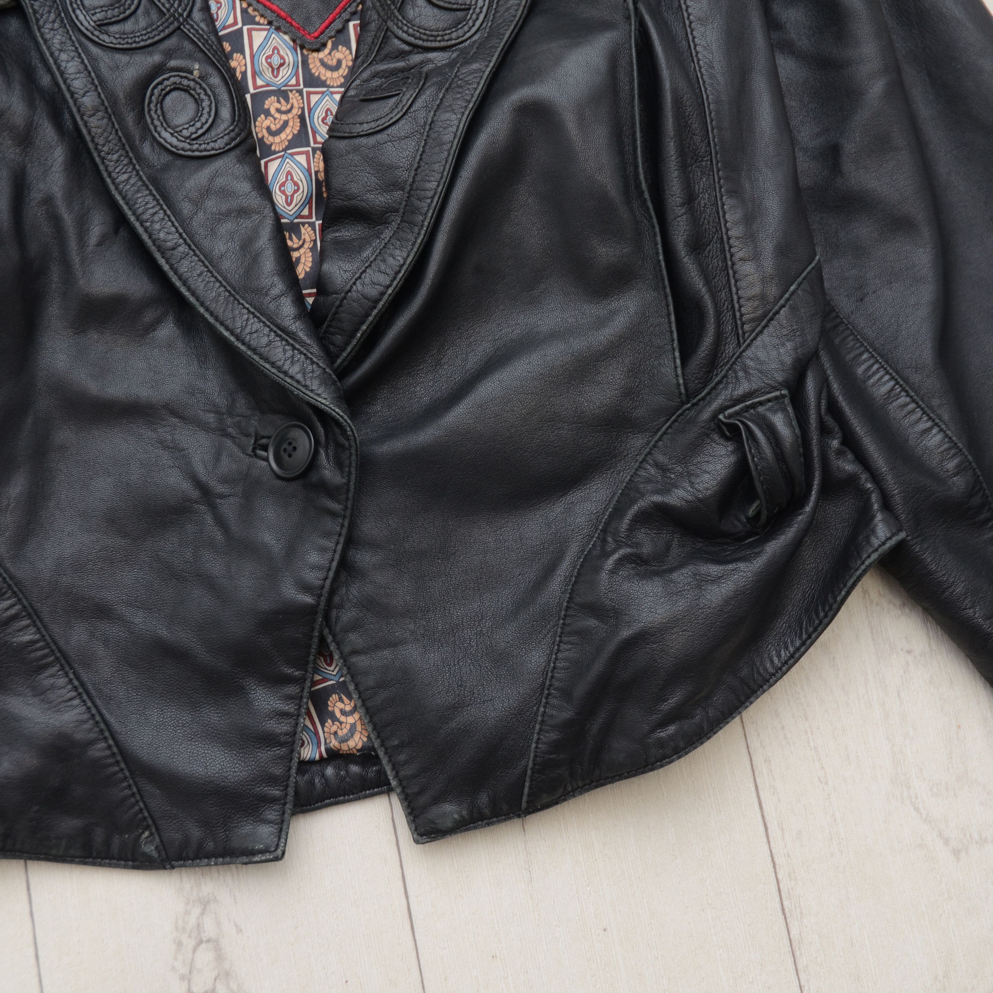 Japanese Brand Vintage Cropped Y2k VENUS CUIR Sheepskin Leather Jacket Boho Size S / US 4 / IT 40 - 5 Thumbnail