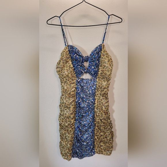 Other Ipekyol Flower Print Strappy Mini Dress Yellow Blue - Size 6 Size S / US 4 / IT 40 - 4 Thumbnail