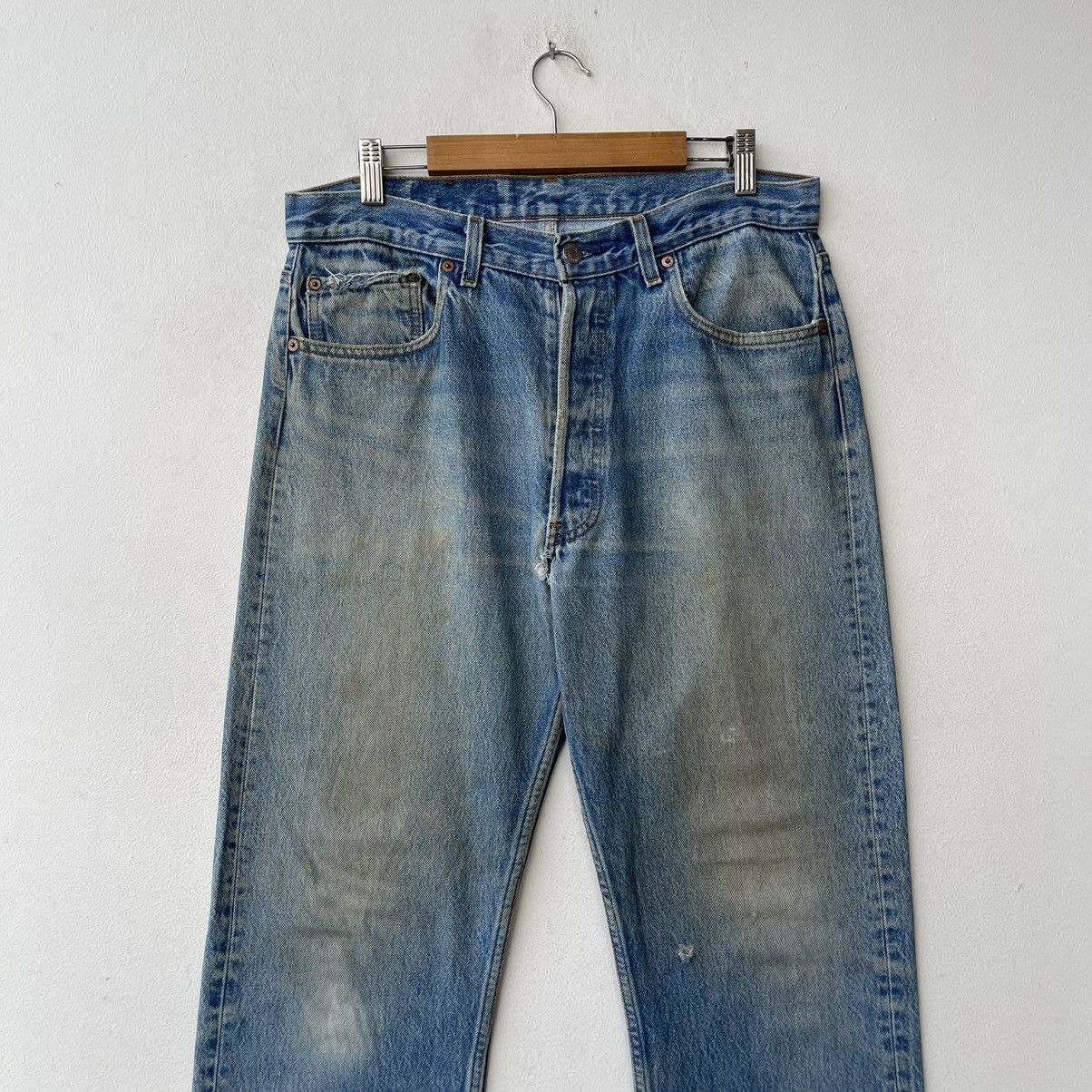 Levi's Vintage 80s Levi's 501 Denim Jeans Faded Distressed Size US 34 / EU 50 - 1 Thumbnail