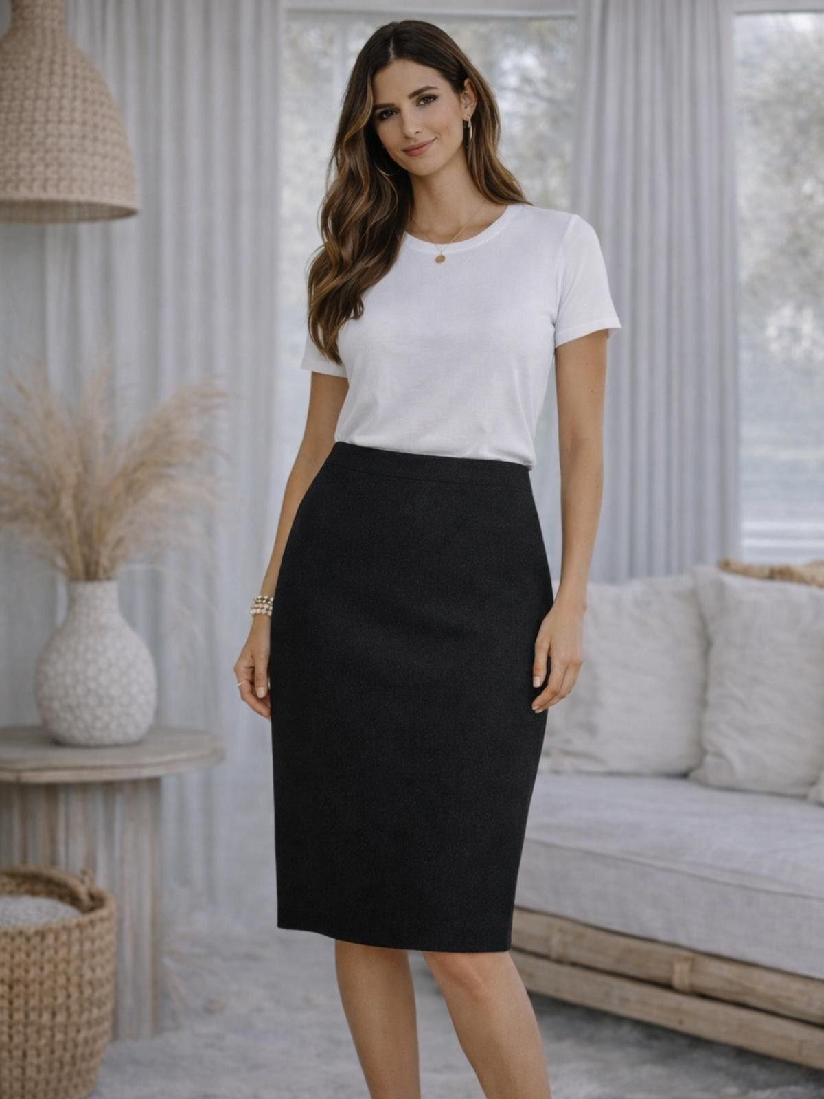 St. John St John Knit Skirt Black Wool Blend Size 14 Size 36" / US 14 / IT 50 - 1 Thumbnail