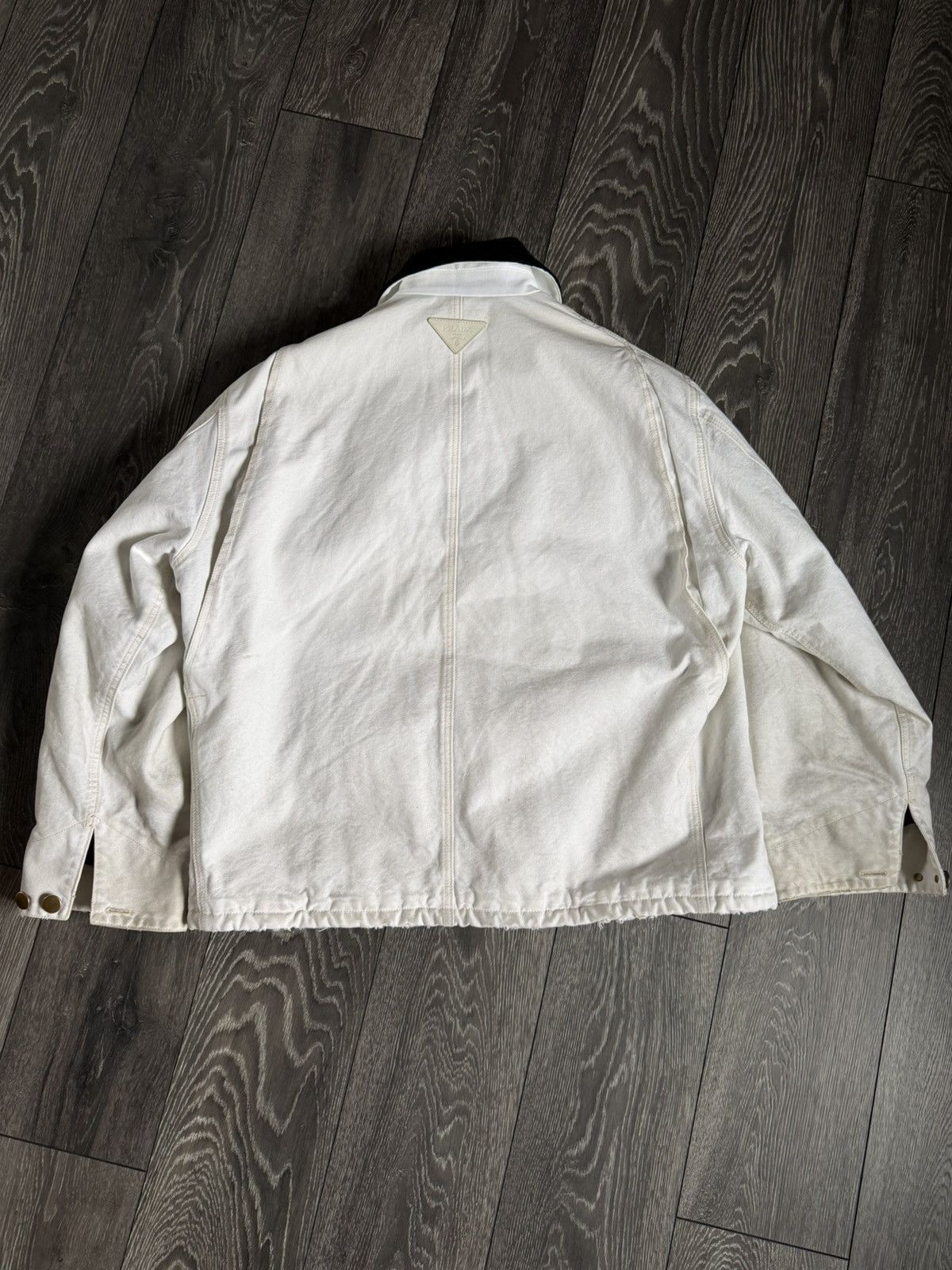 Prada prada aw24 runway white dirty canvas distressed jacket coat Size US M / EU 48-50 / 2 - 4 Thumbnail