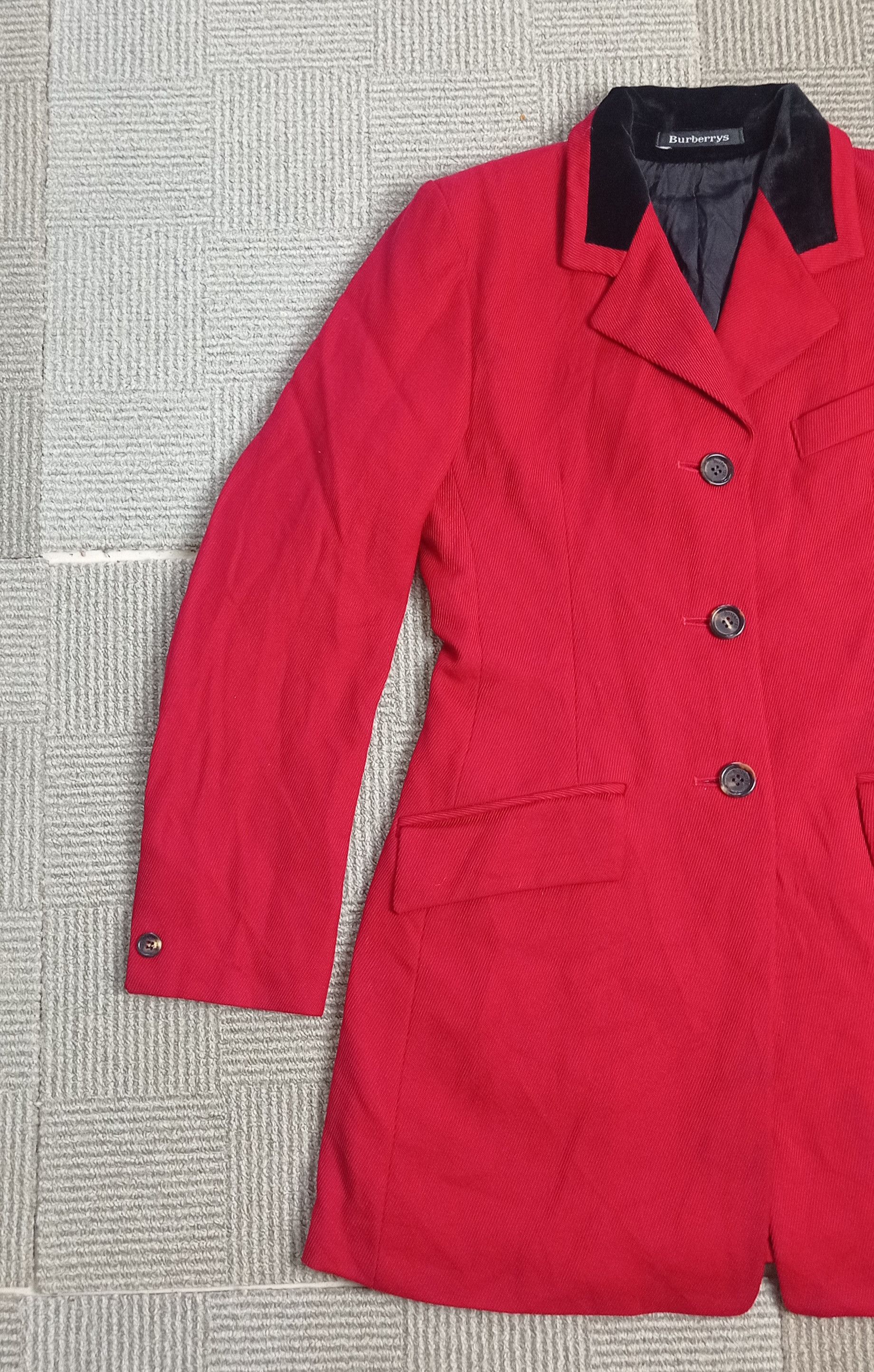 Burberry Vintage 80s Burberrys Wool Jacket Red Made in England Size S / US 4 / IT 40 - 6 Thumbnail