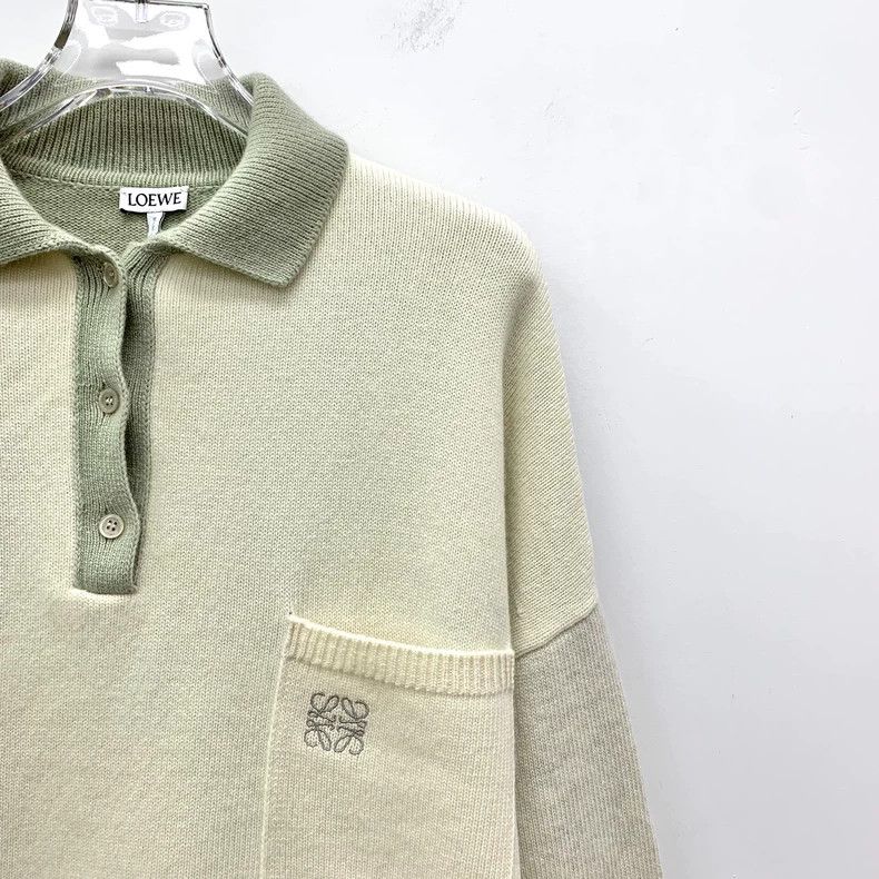 Loewe LOEWE Embroidered wool collar long sleeve Polo knit sweate Size XS / US 0-2 / IT 36-38 - 3 Thumbnail