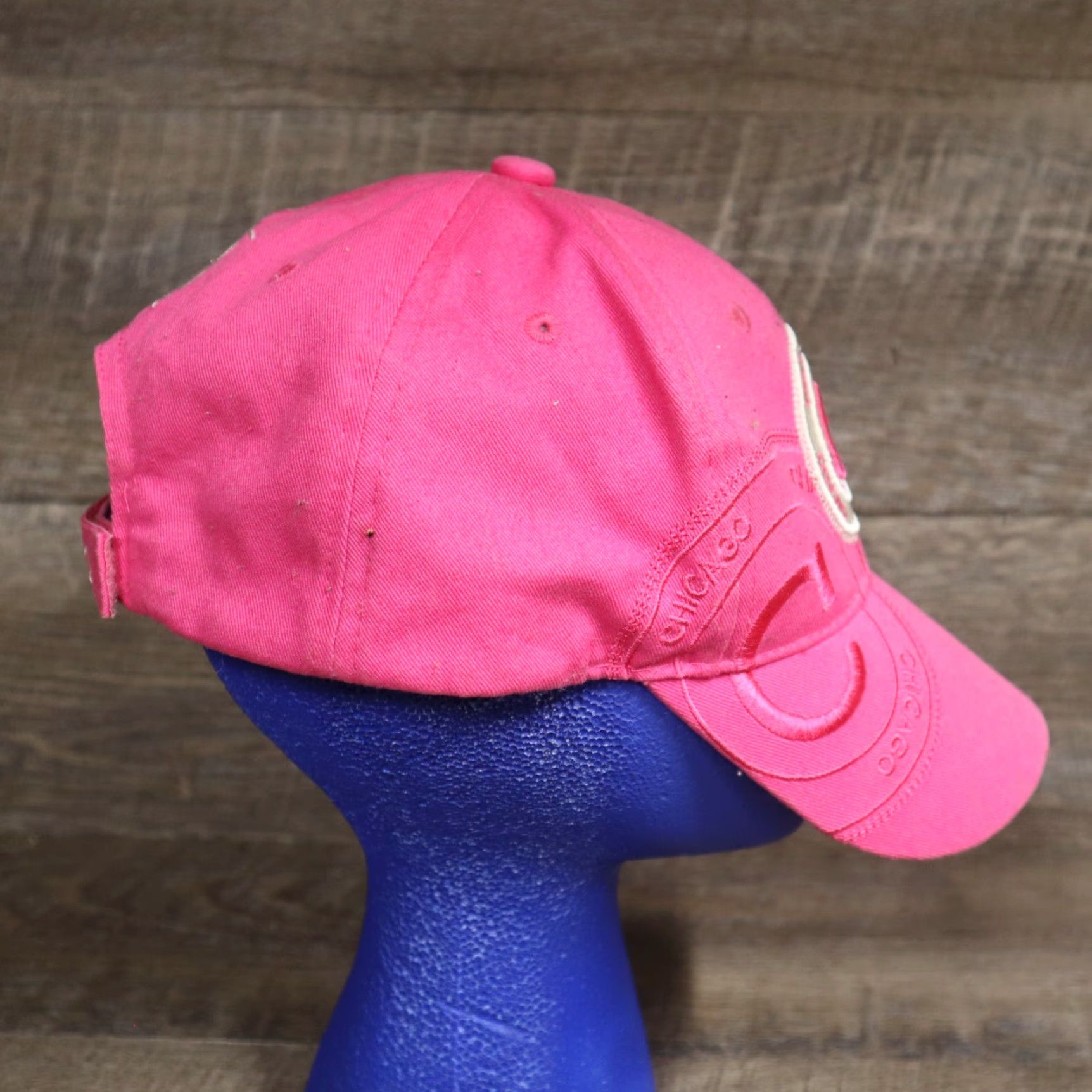 Pinko VINTAGE Chicago Illinois Hot Pink And White Hat Cap Adjustable Size ONE SIZE - 2 Thumbnail