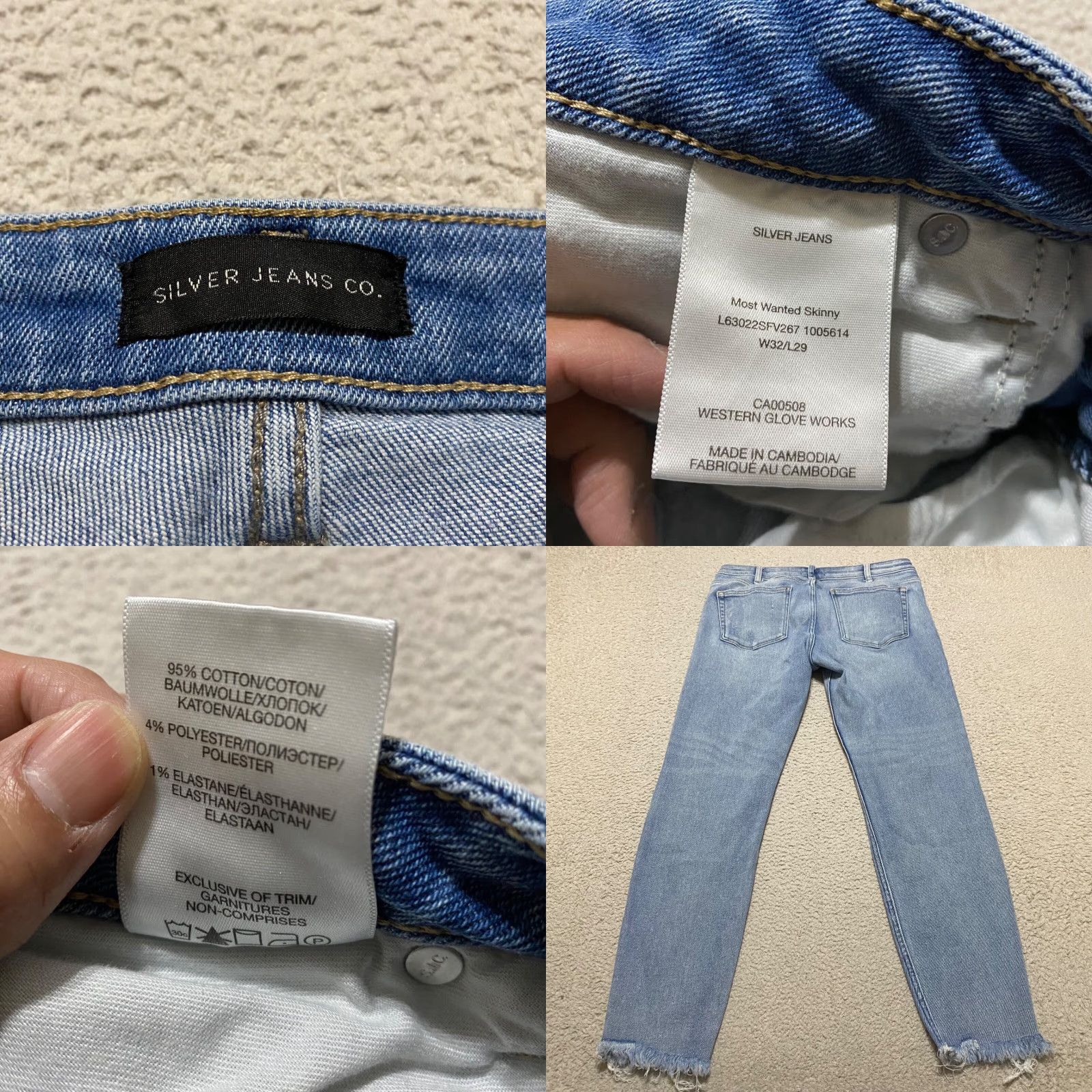 Silver Jeans Co. Silver Jeans Jeans Blue Denim Medium Wash Skinny 32x29 Womens Distressed Pockets Regular Size 24" / US 00 / IT 34 - 8 Thumbnail