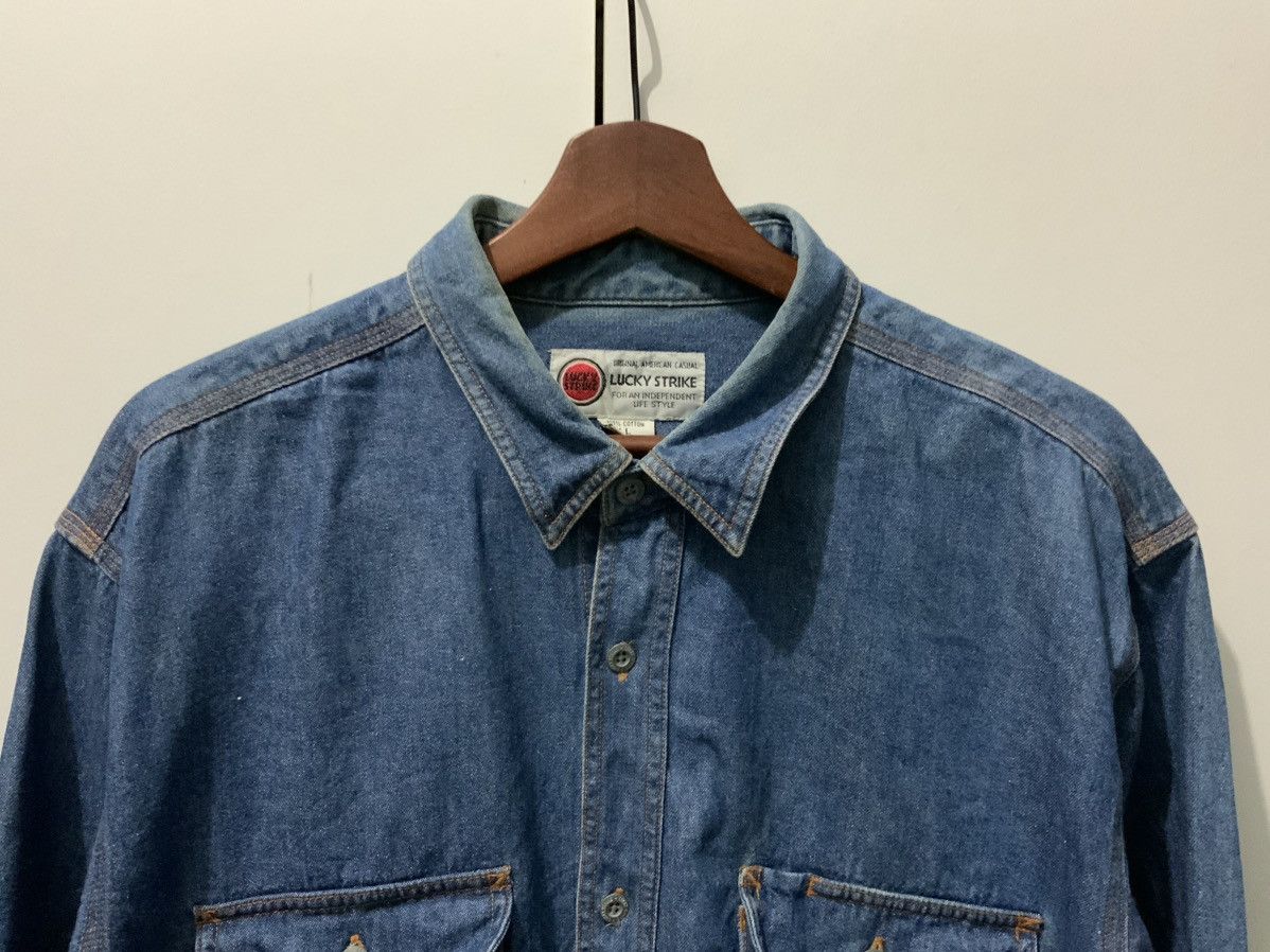 Japanese Brand Vintage Lucky Strike Fade Button Up Shirt Size US L / EU 52-54 / 3 - 4 Thumbnail