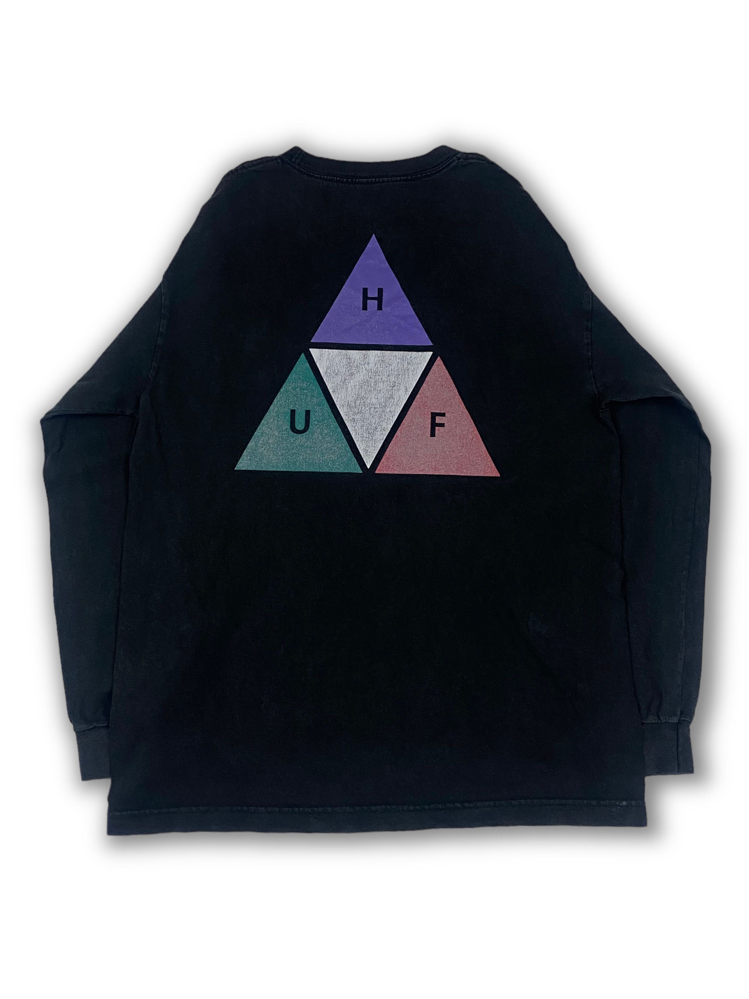 Huf Vintage HUF Distressed Black Faded Big Logo Longsleeve M546 Size US M / EU 48-50 / 2 - 9 Thumbnail