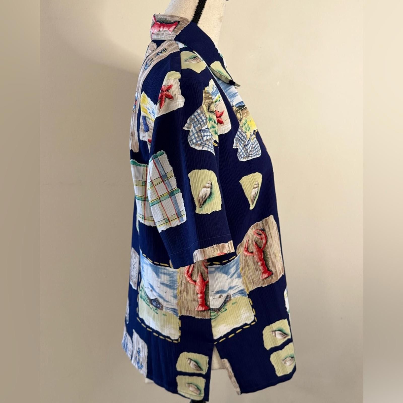 Other Allison Daley Petites coastal patchwork button up top SZ 8P Size M / US 6-8 / IT 42-44 - 2 Thumbnail