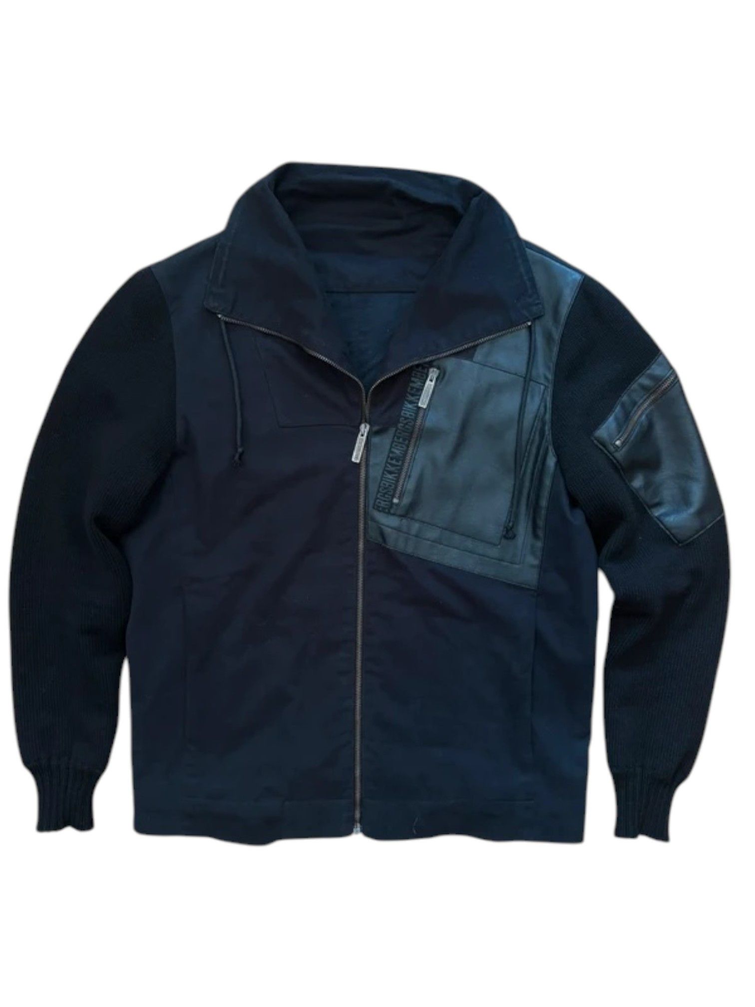 Dirk Bikkembergs Bikkembergs Panelled Zip Jacket Leather Knit Sleeves Size US M / EU 48-50 / 2 - 2 Thumbnail